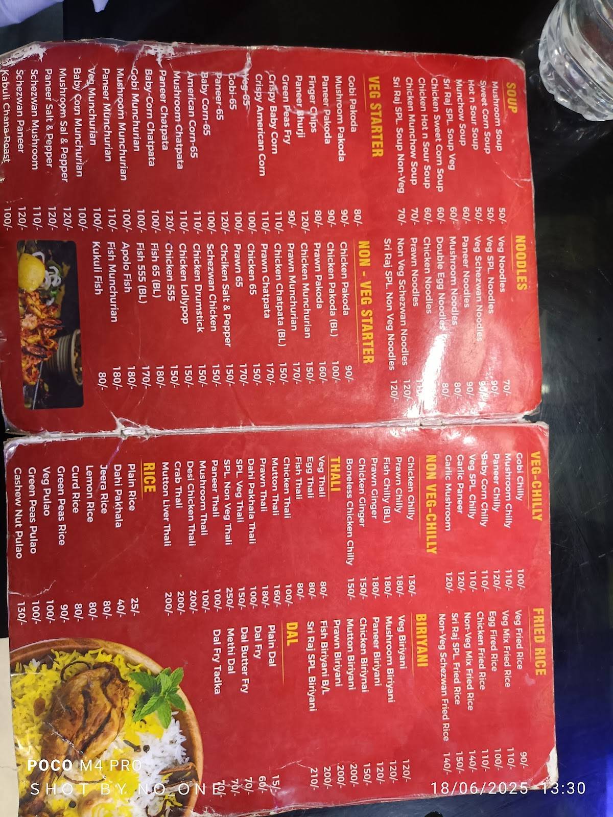 Sri Raj Restaurant menu