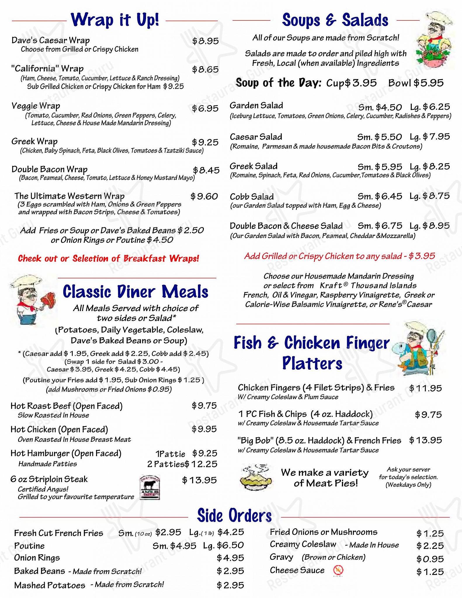 Menu at St Dave's Diner restaurant, Lindsay, ON35
