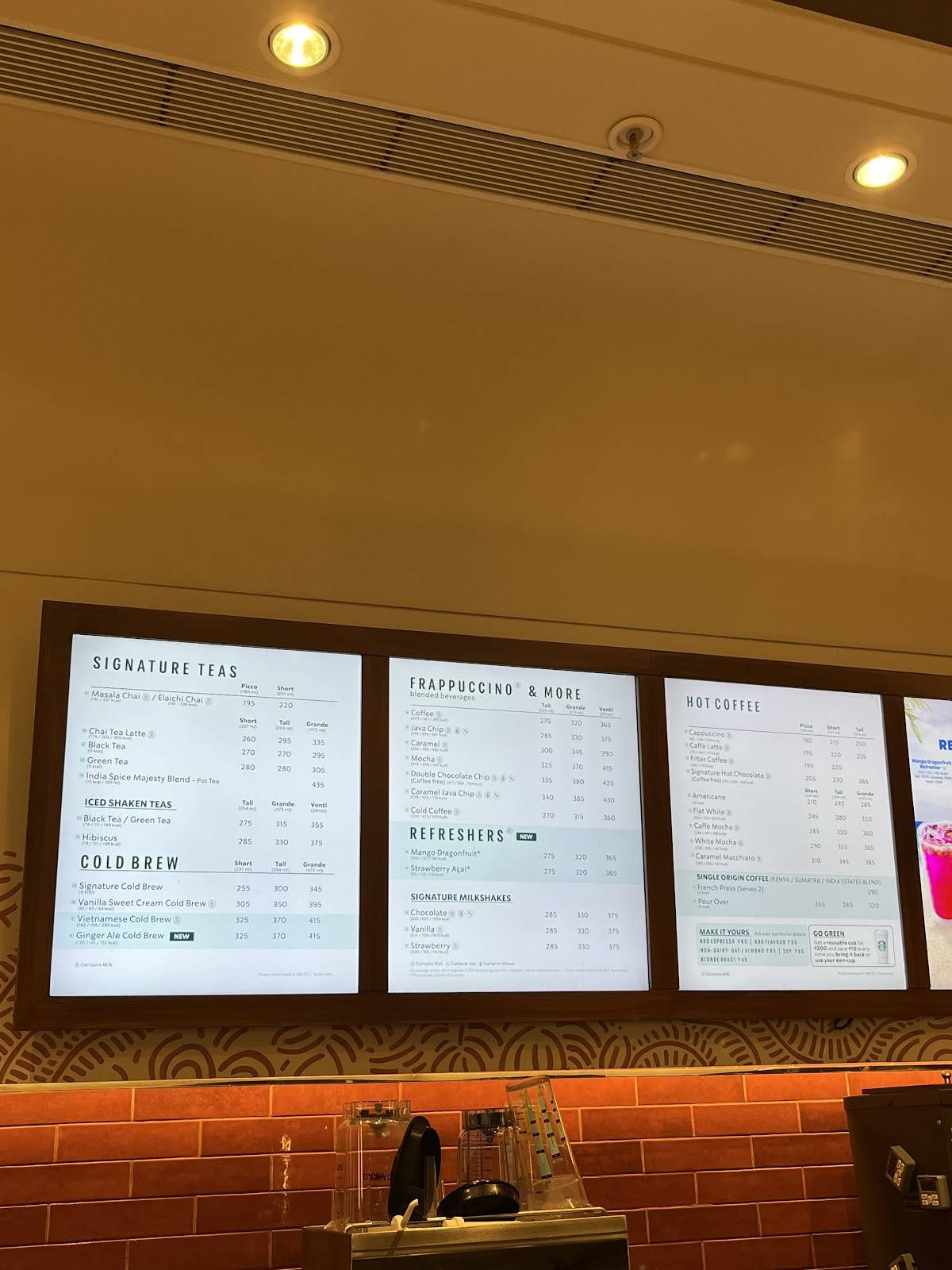 Starbucks menu