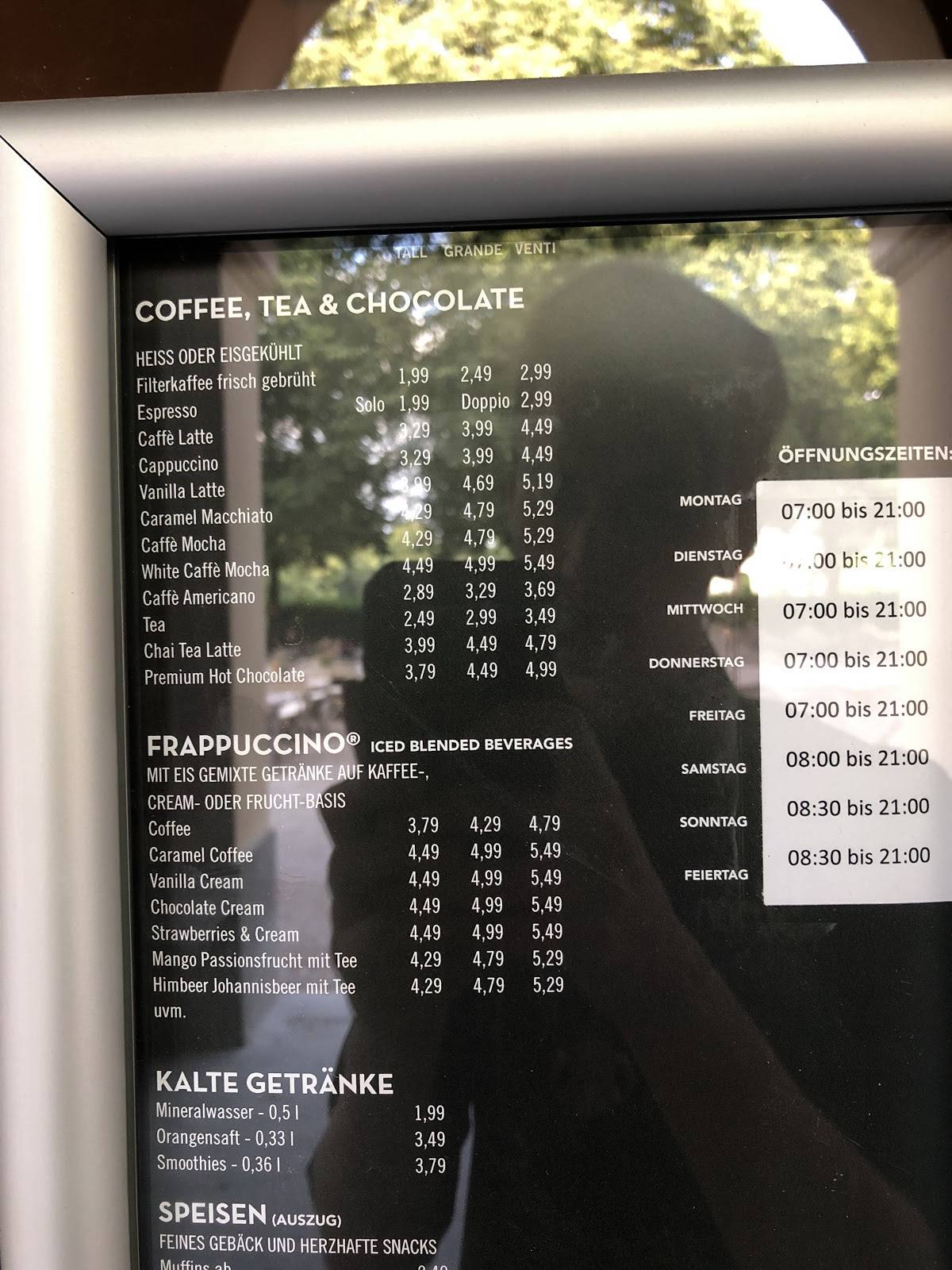 Speisekarte von Starbucks cafe, München, Odeonspl. 15-16