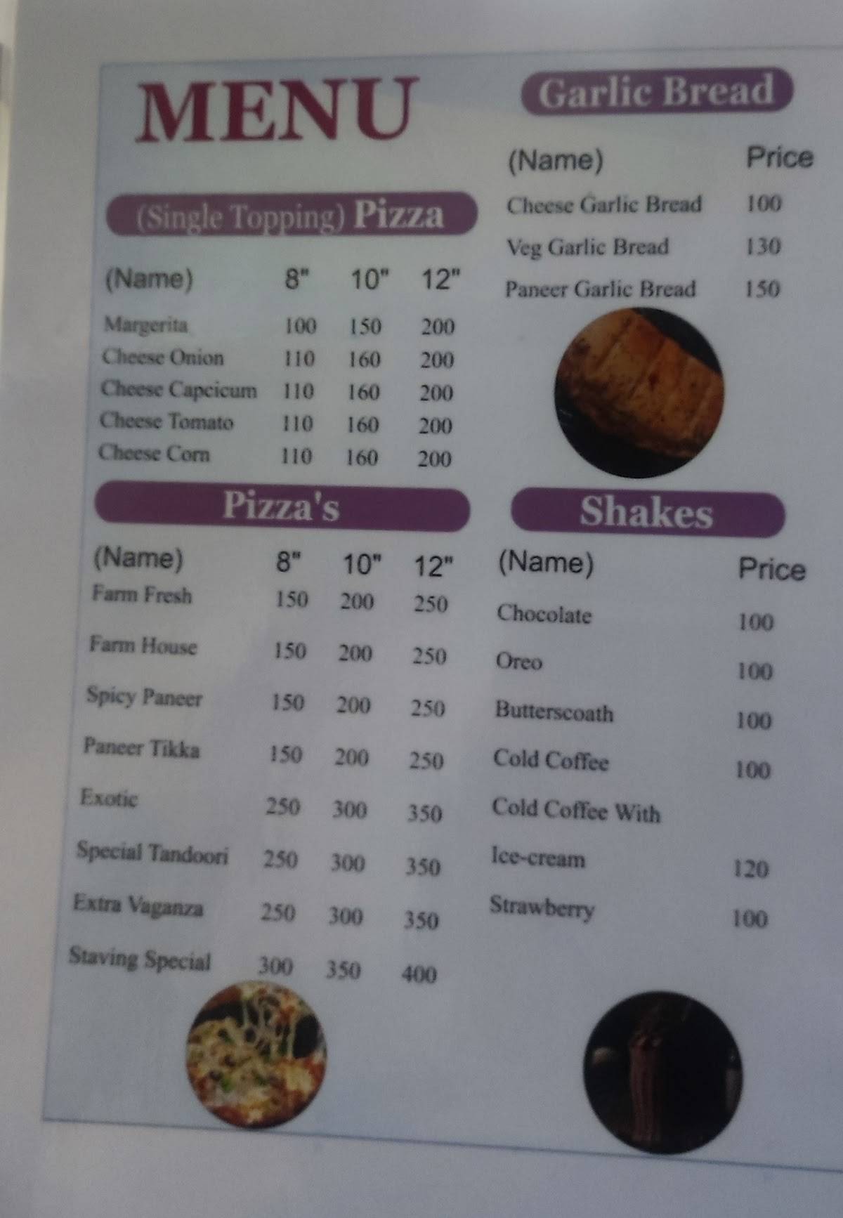 Starving cafe menu
