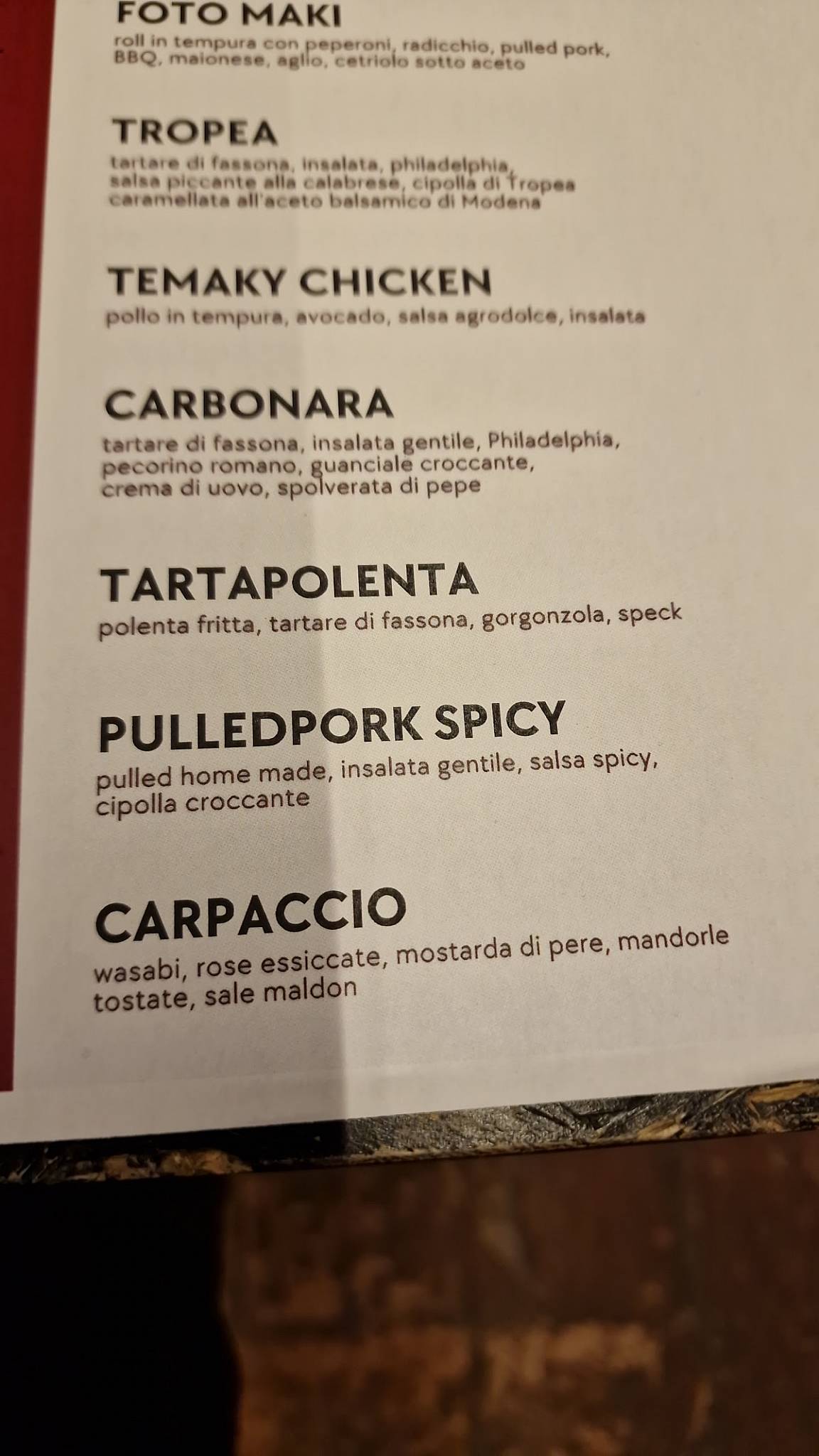 Menu di Mattatoio Steak Hall 