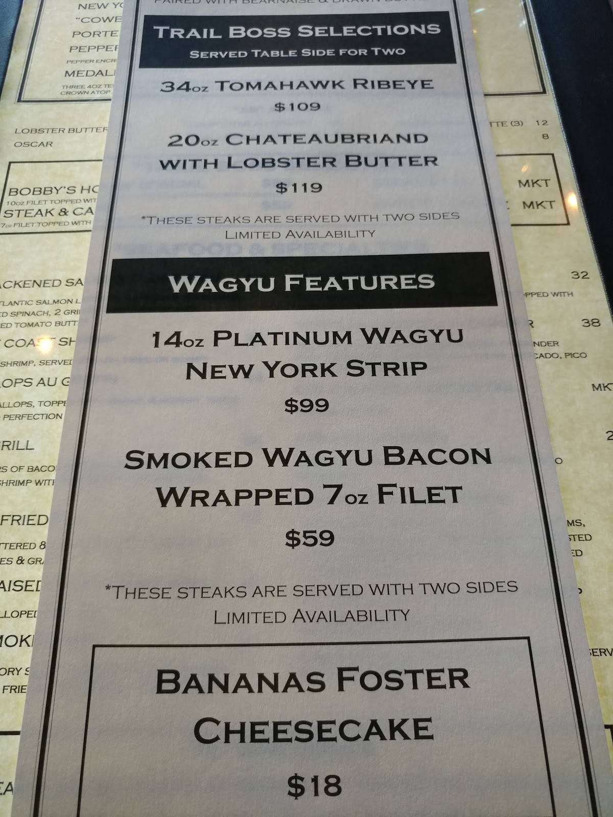 Menu at Steiner Ranch Steakhouse, Austin, Steiner Ranch Blvd