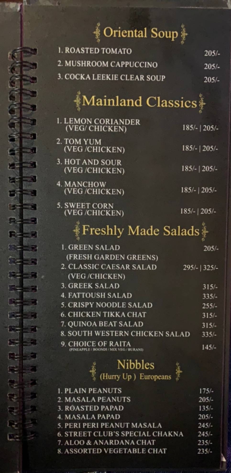 Street Club Bar Patiala menu