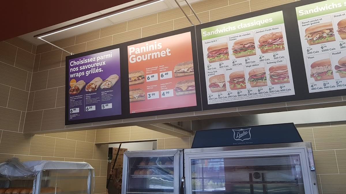 Menu de Subway