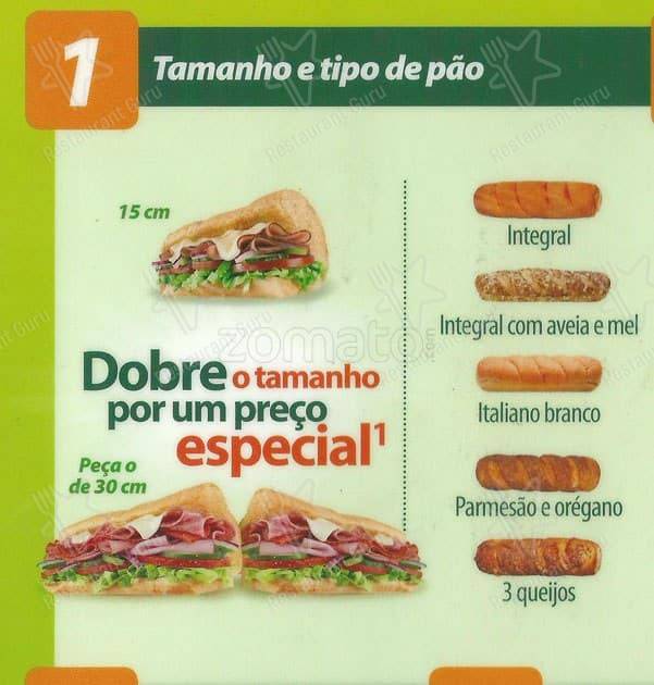 Subway cardápio