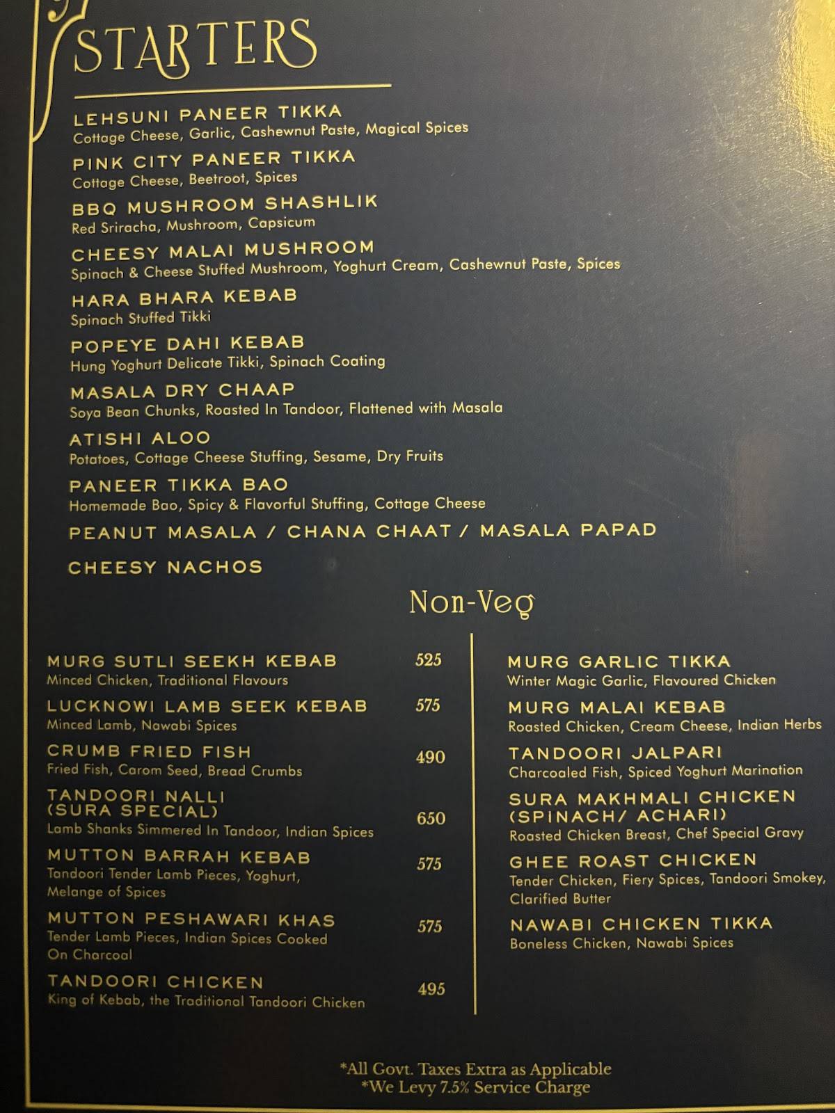 Sura - Cocktails & Cuisine menu