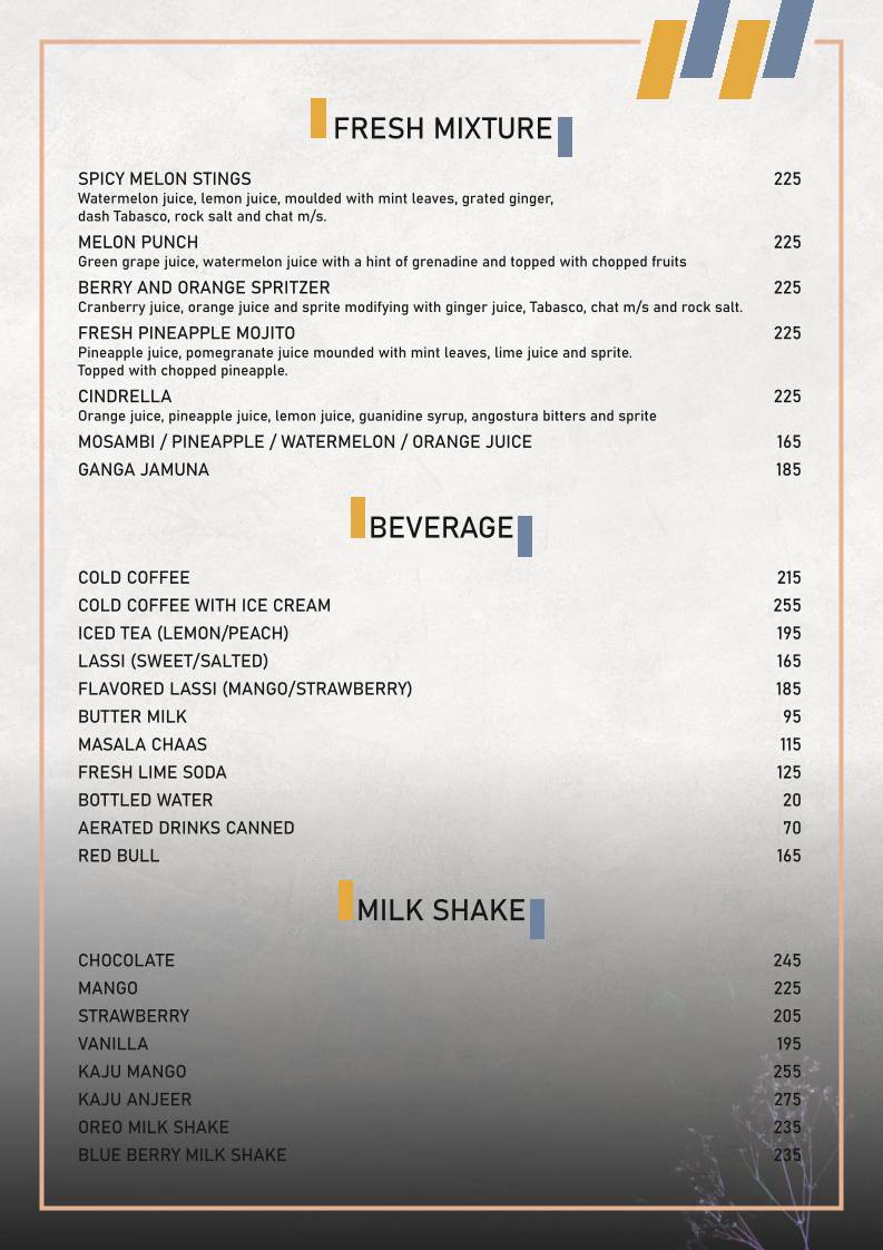 Spice Petals - a Fleet Restro & Banquet menu