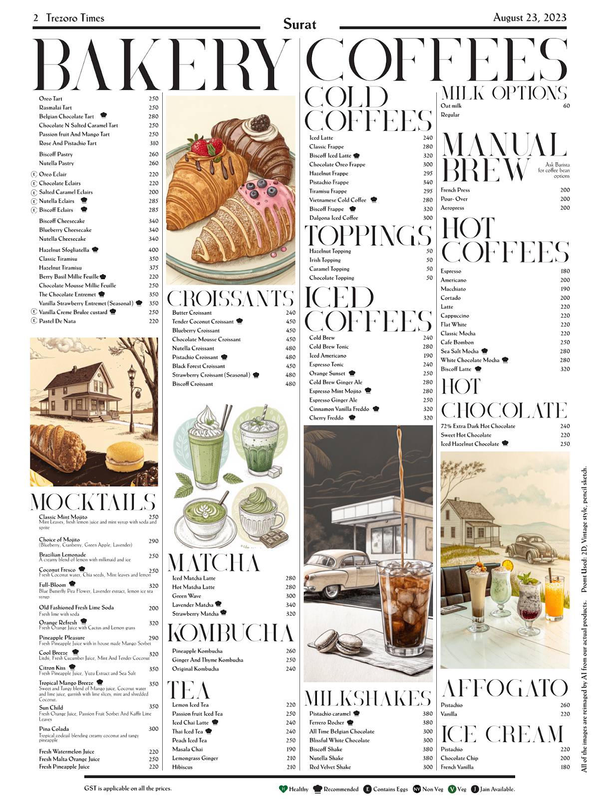 Trezoro Fine Dine Restaurant & Cafe menu