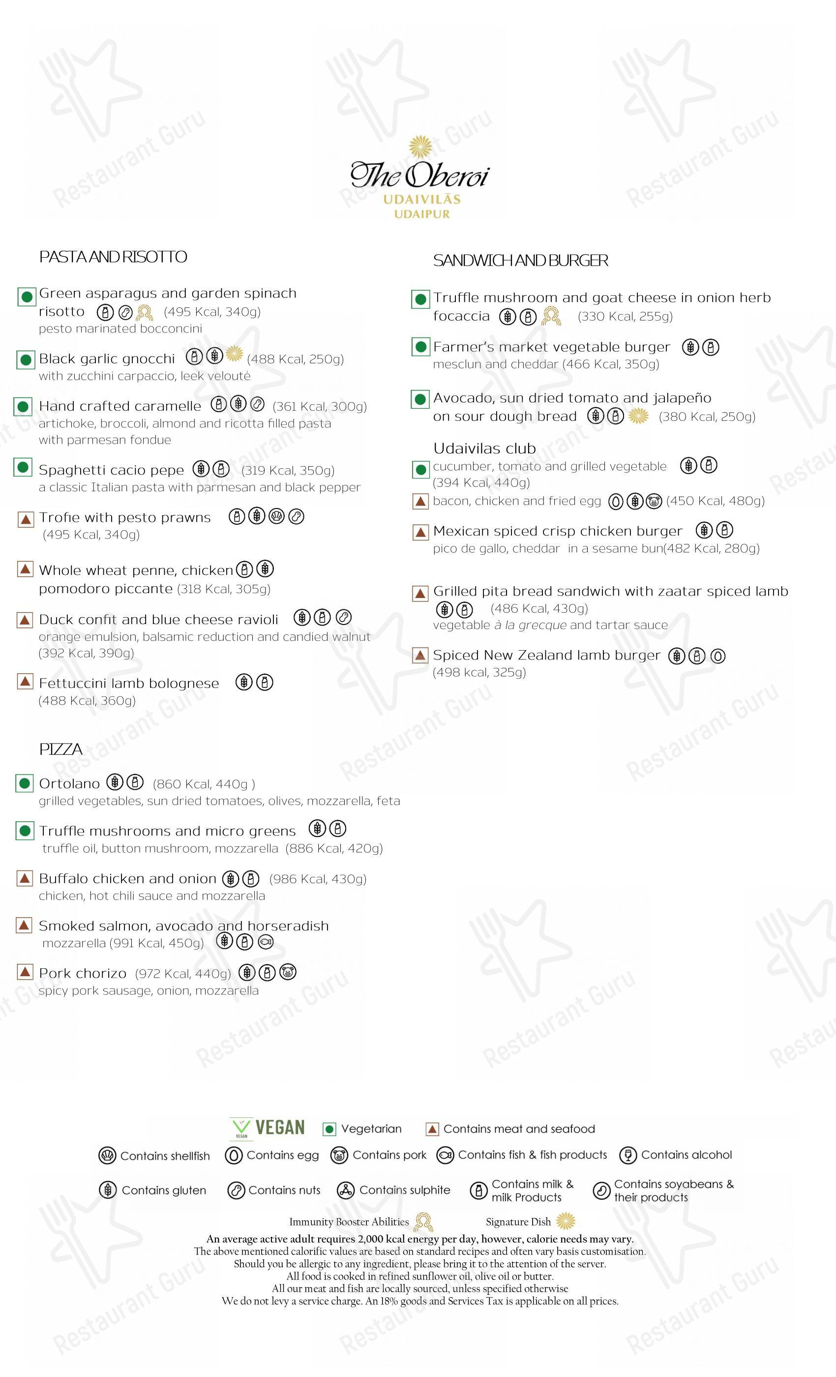 Suryamahal & Chandni in Udaipur - Menu