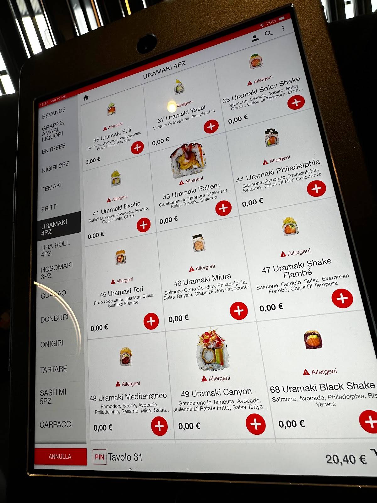 Menu di Sushiko 