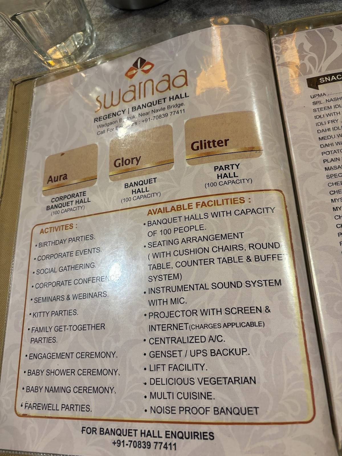 Swarnaa Vegetarian - Warje menu