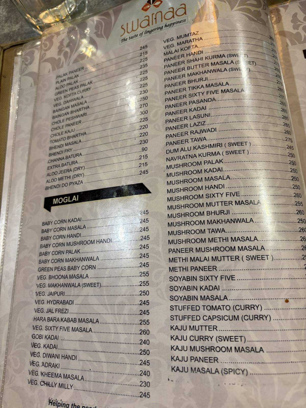 Swarnaa Vegetarian - Warje menu