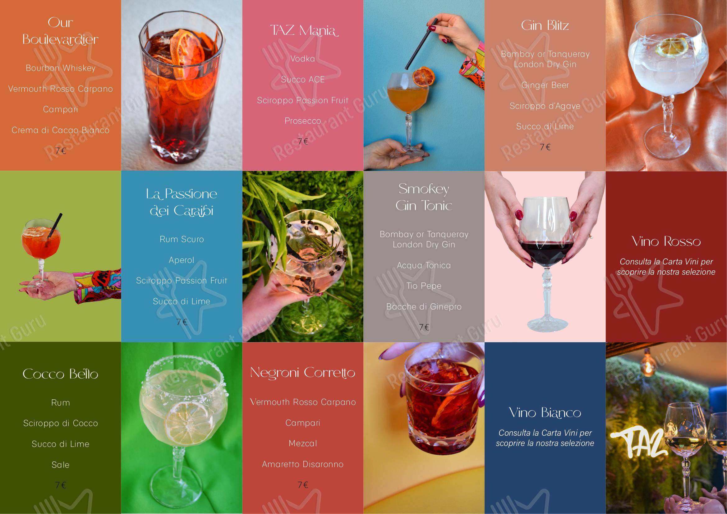 Основное меню per TAZ Siena in Siena