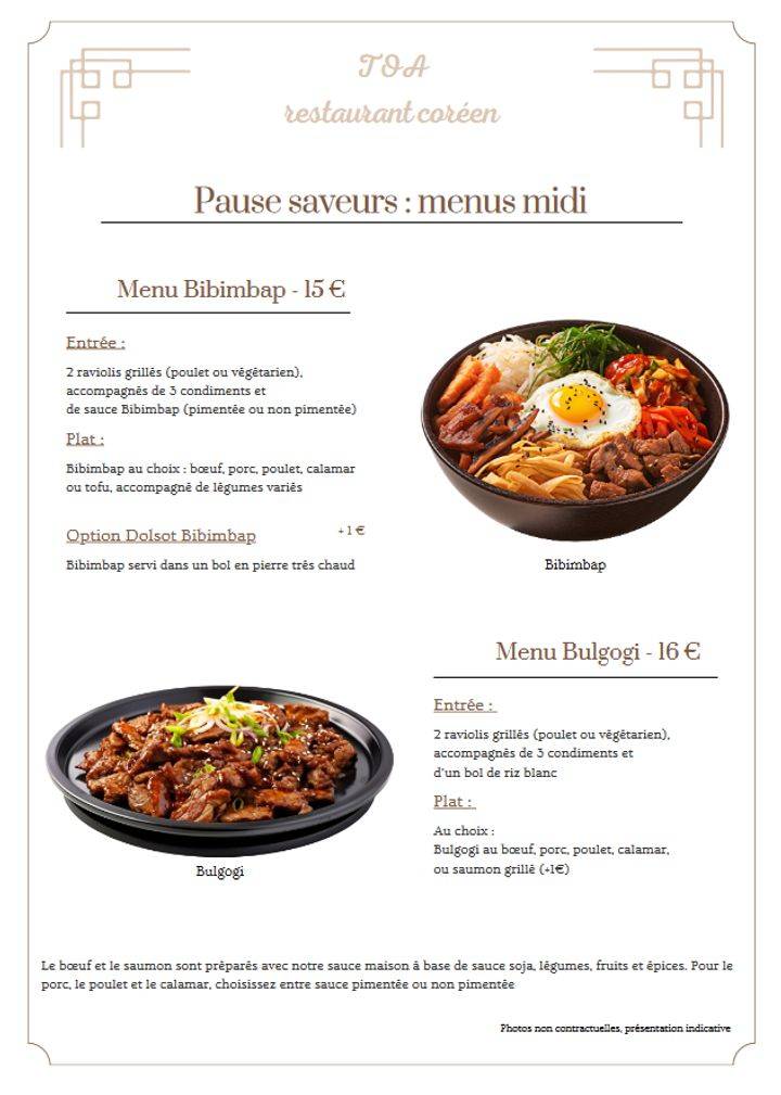 Menu de TOA