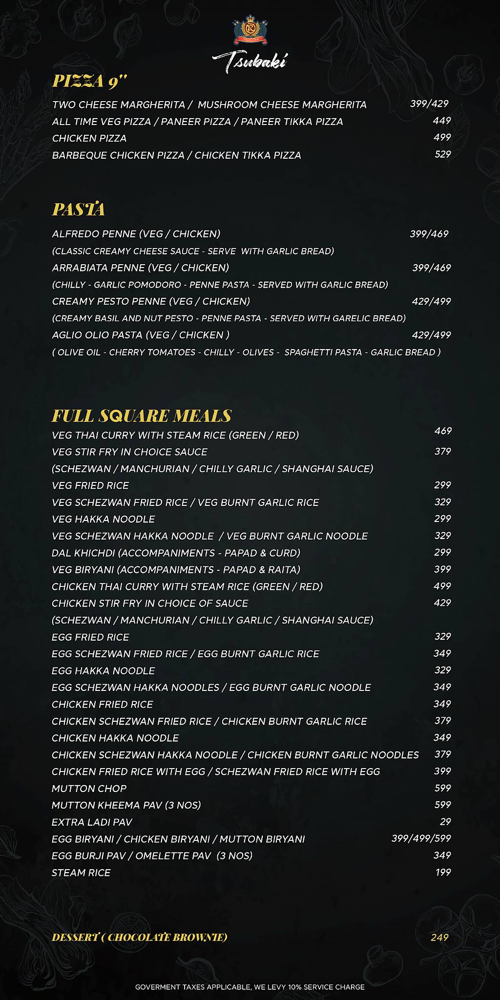 TSUBAKI - ROYAL OAK menu