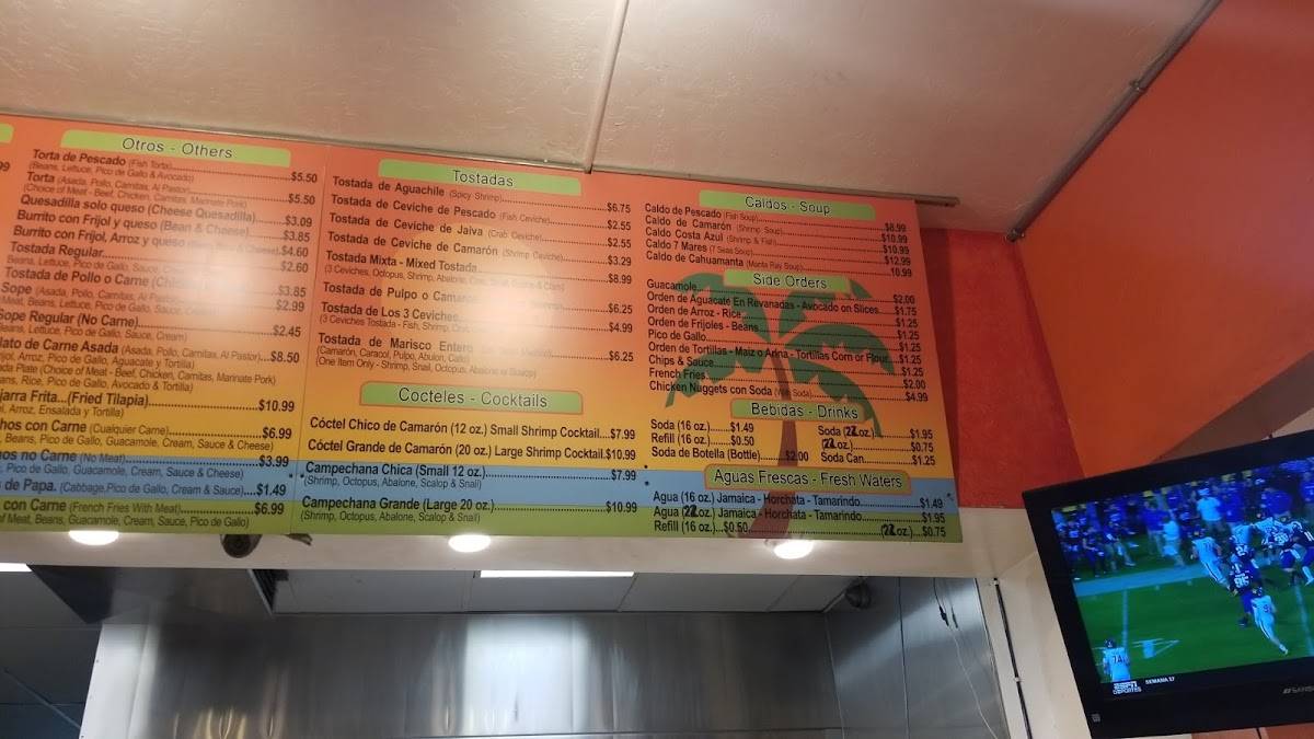 Menu at Tacos Ensenada restaurant, Duarte