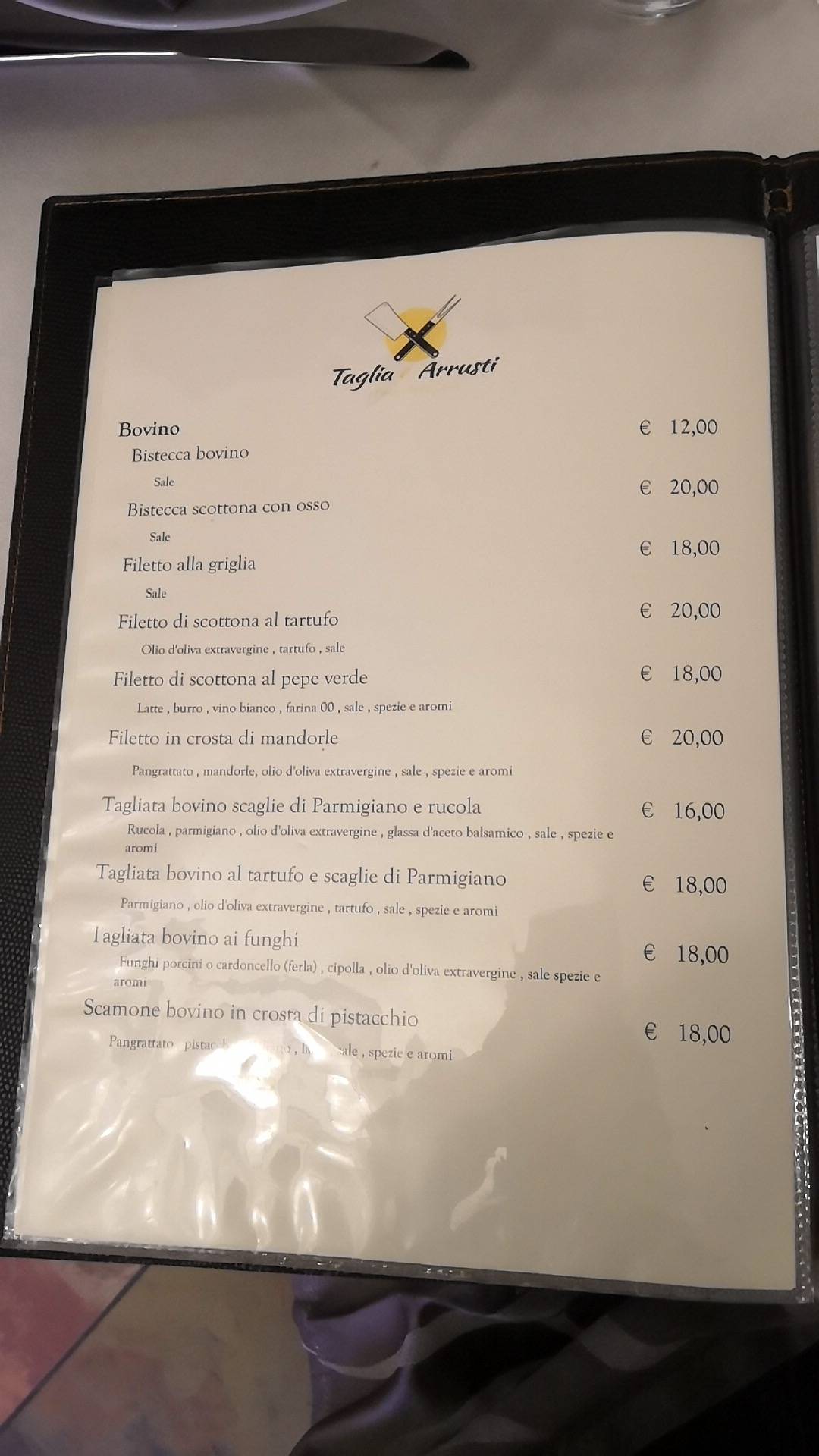 Menu di Taglia E Arrusti 