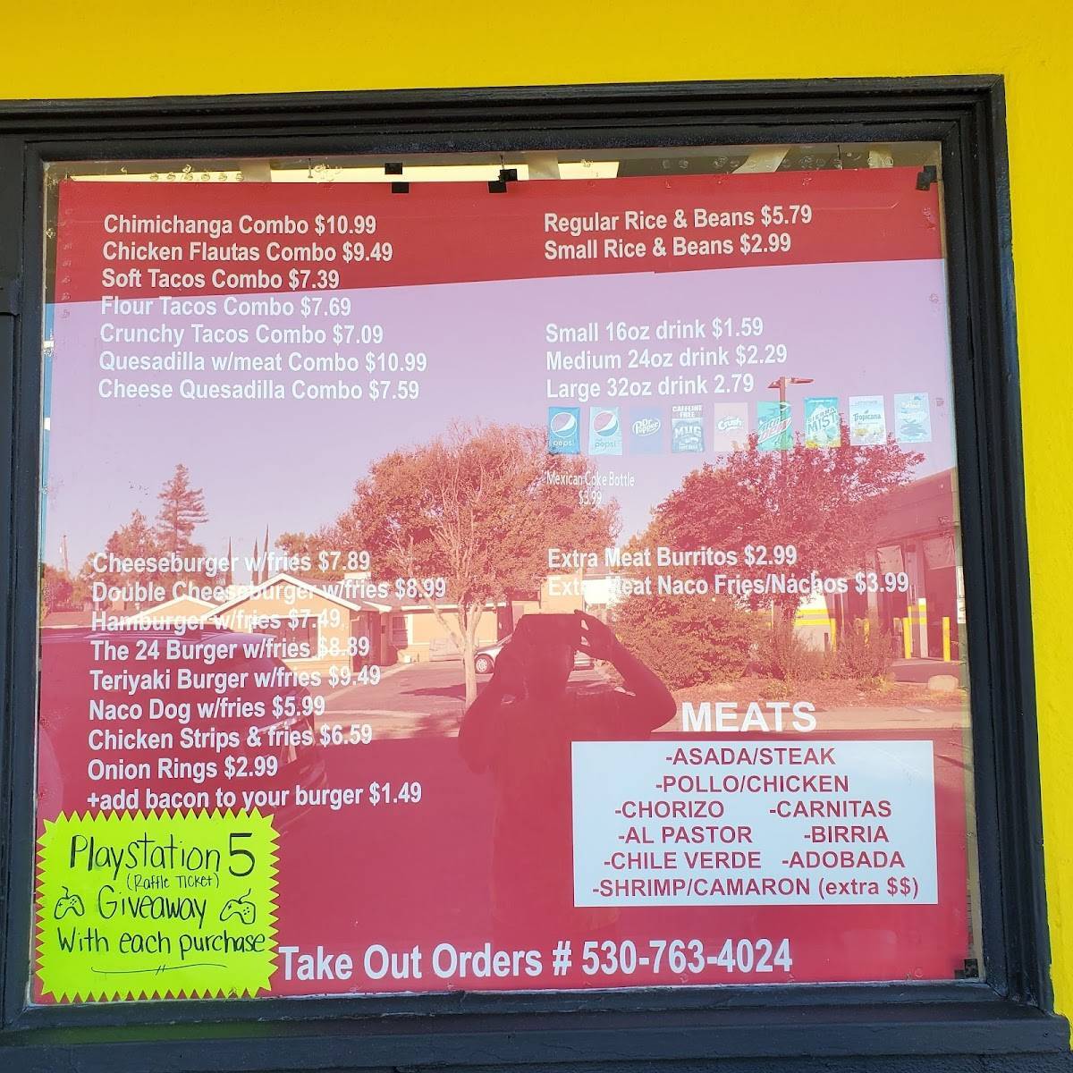 Menu at Taqueria El Taco Naco restaurant, Yuba City