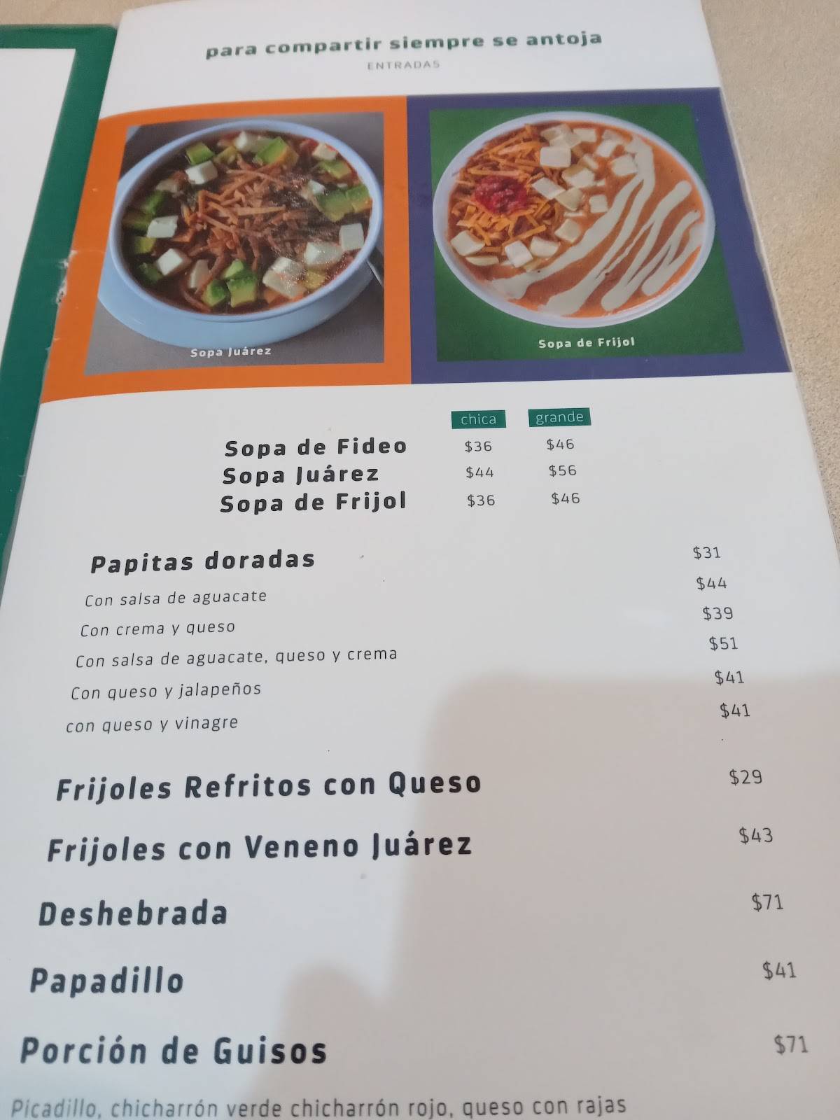 Carta del restaurante Taquería Juárez, Monterrey, Galeana Nte 123