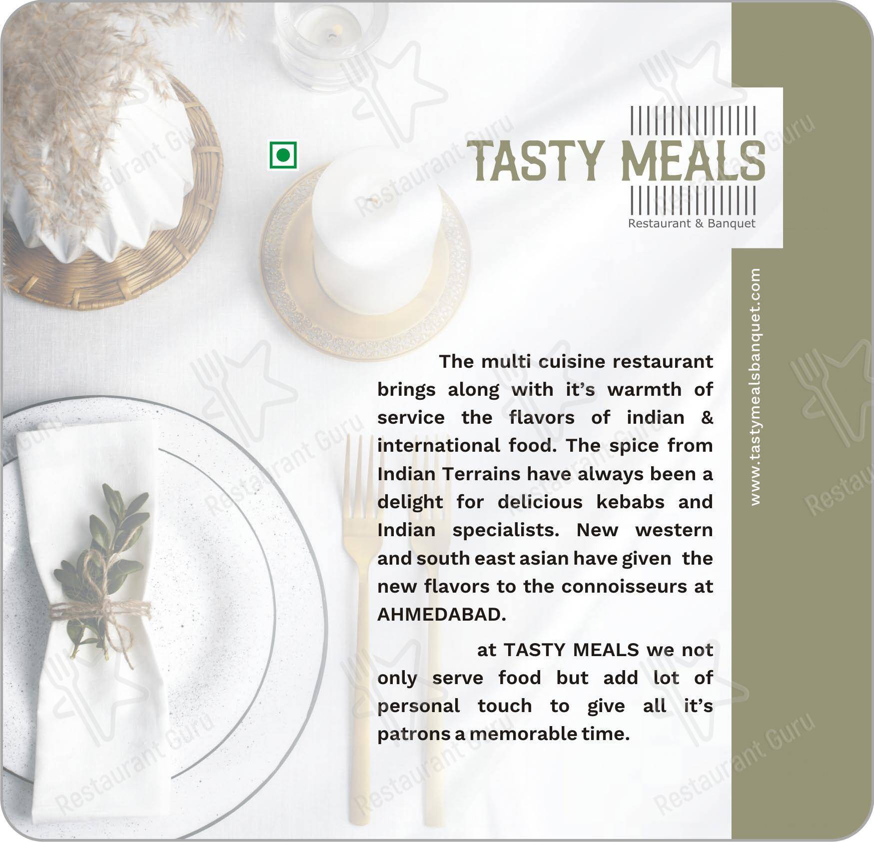 Tasty Meals Restaurant and Banquet - Menu