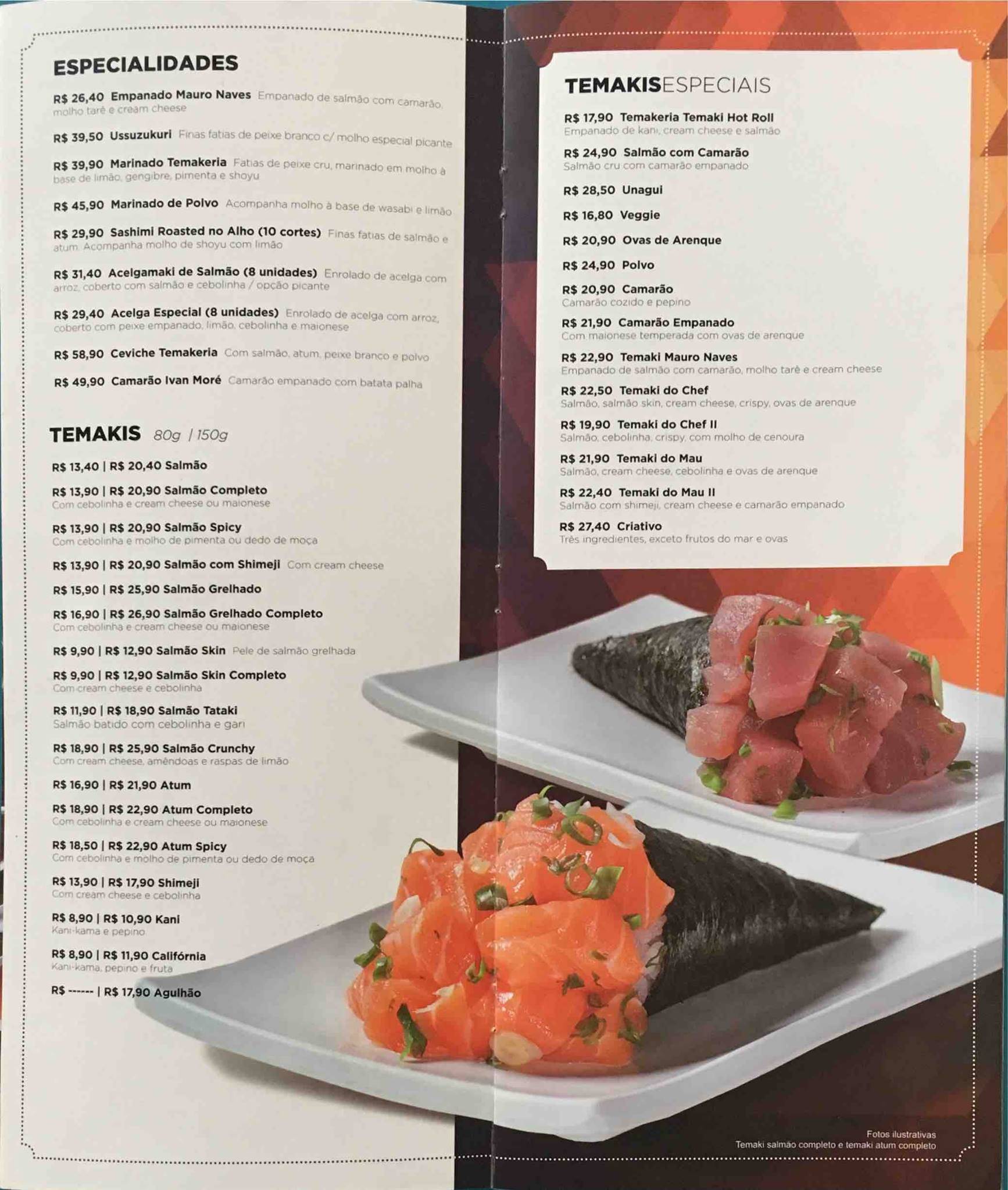 Temakeria e Cia cardápio