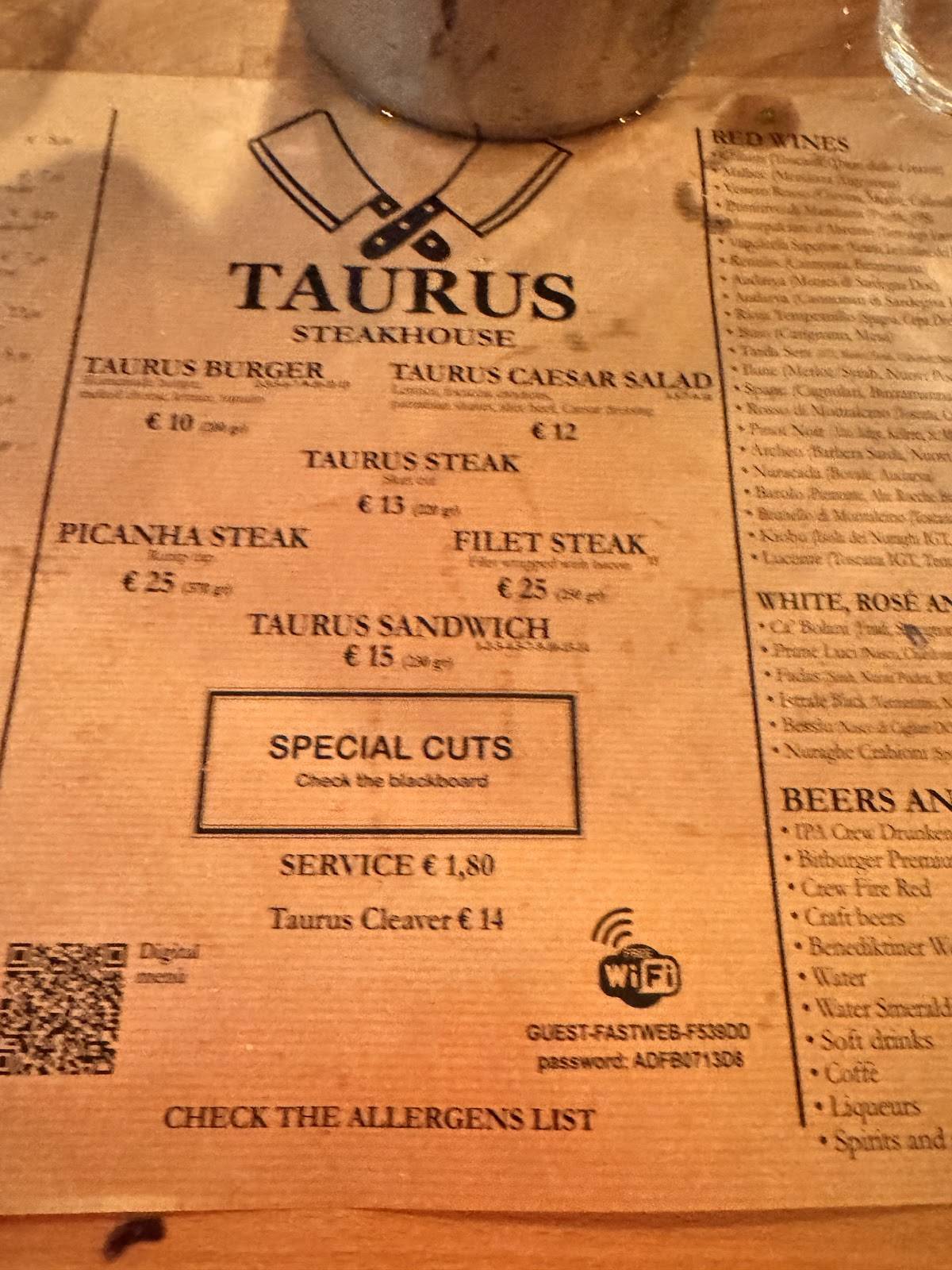 Menu di Taurusteakhouse 