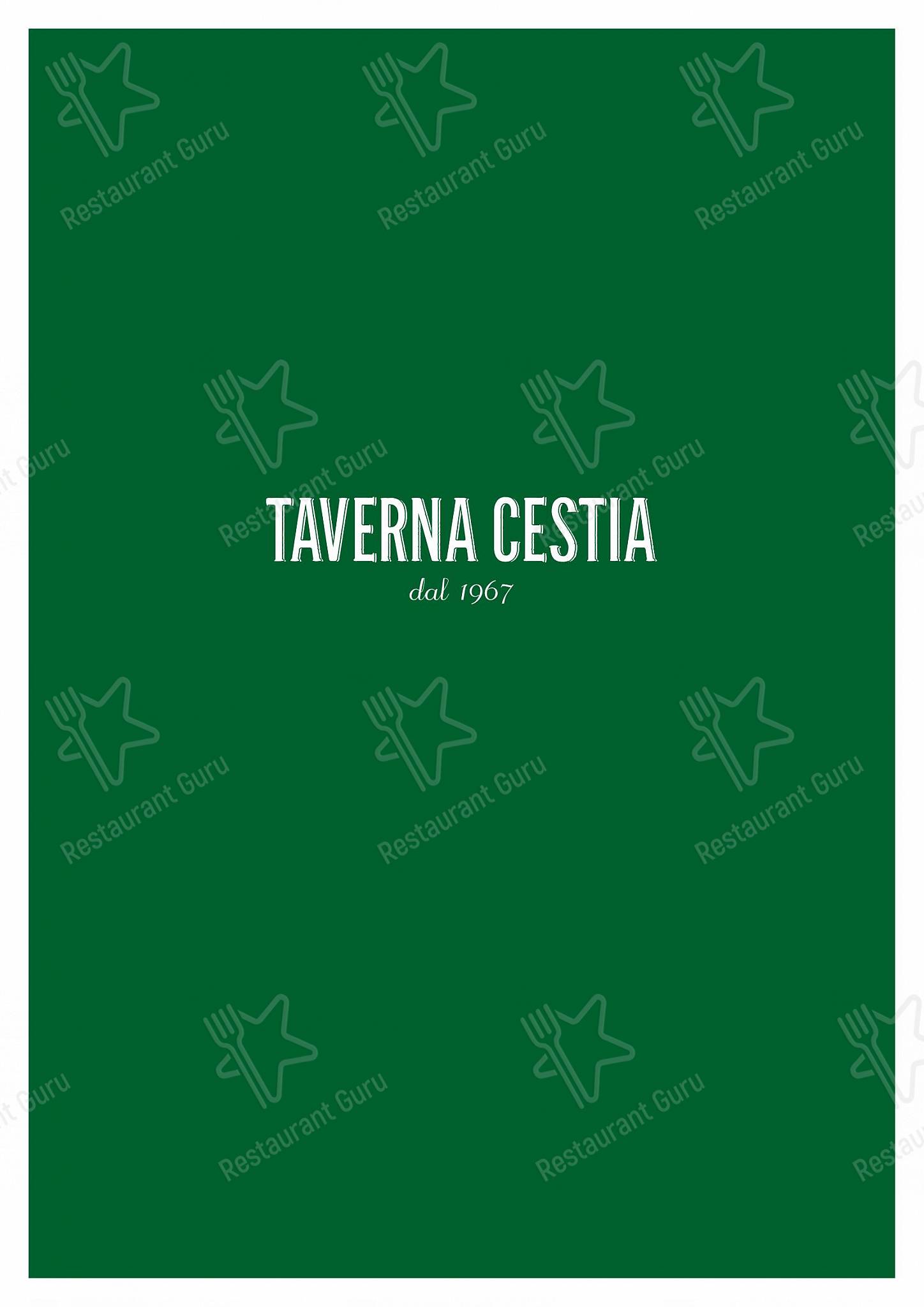 Menu per Taverna Cestia Roma pizzeria