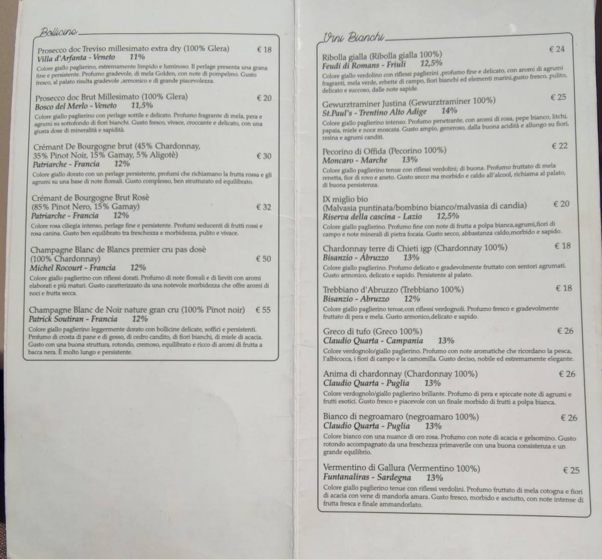 Menu di TavernaCinque 