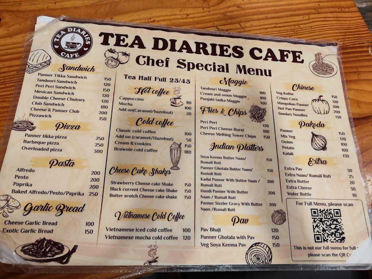 Tea Diaries Cafe menu