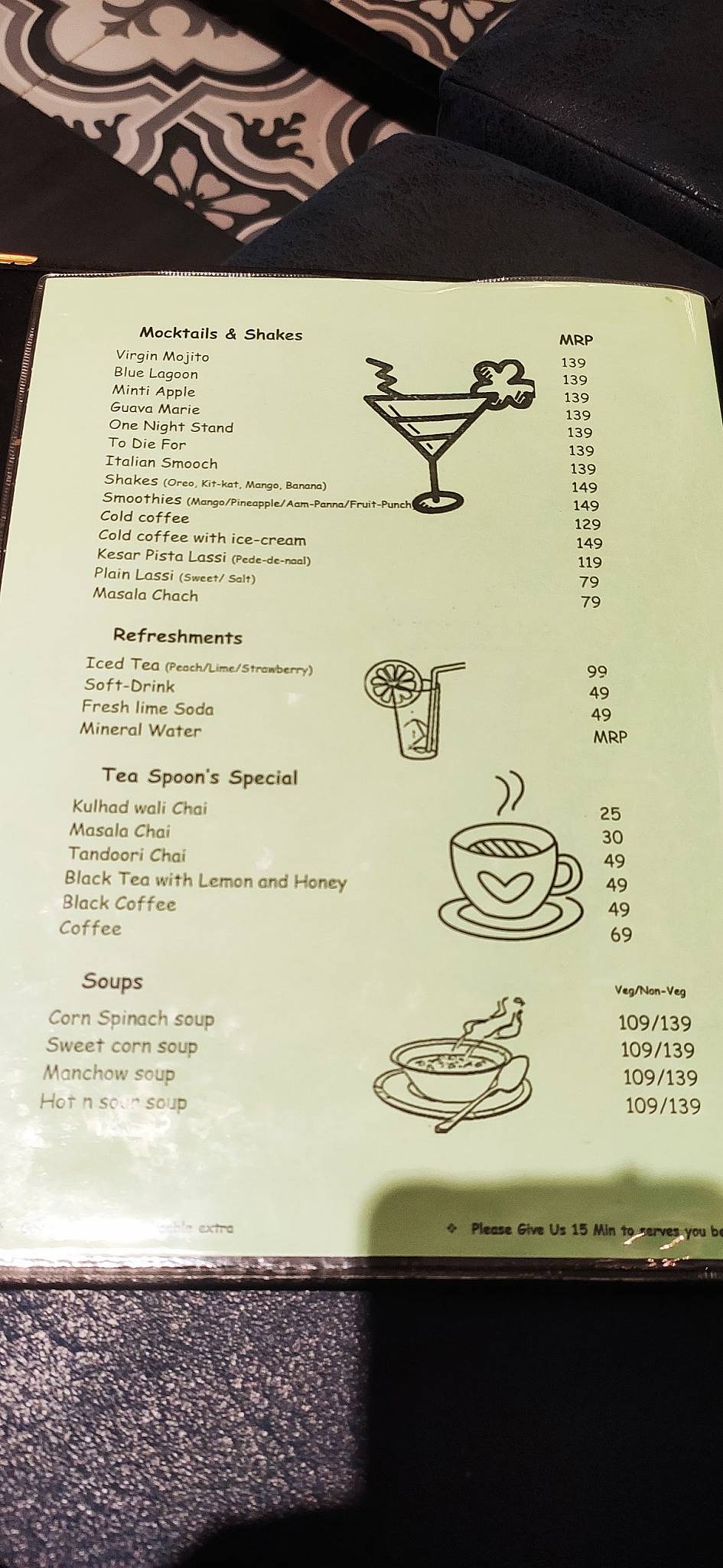 Tea Spoon Restro and Cafe is a beautiful admospier menu