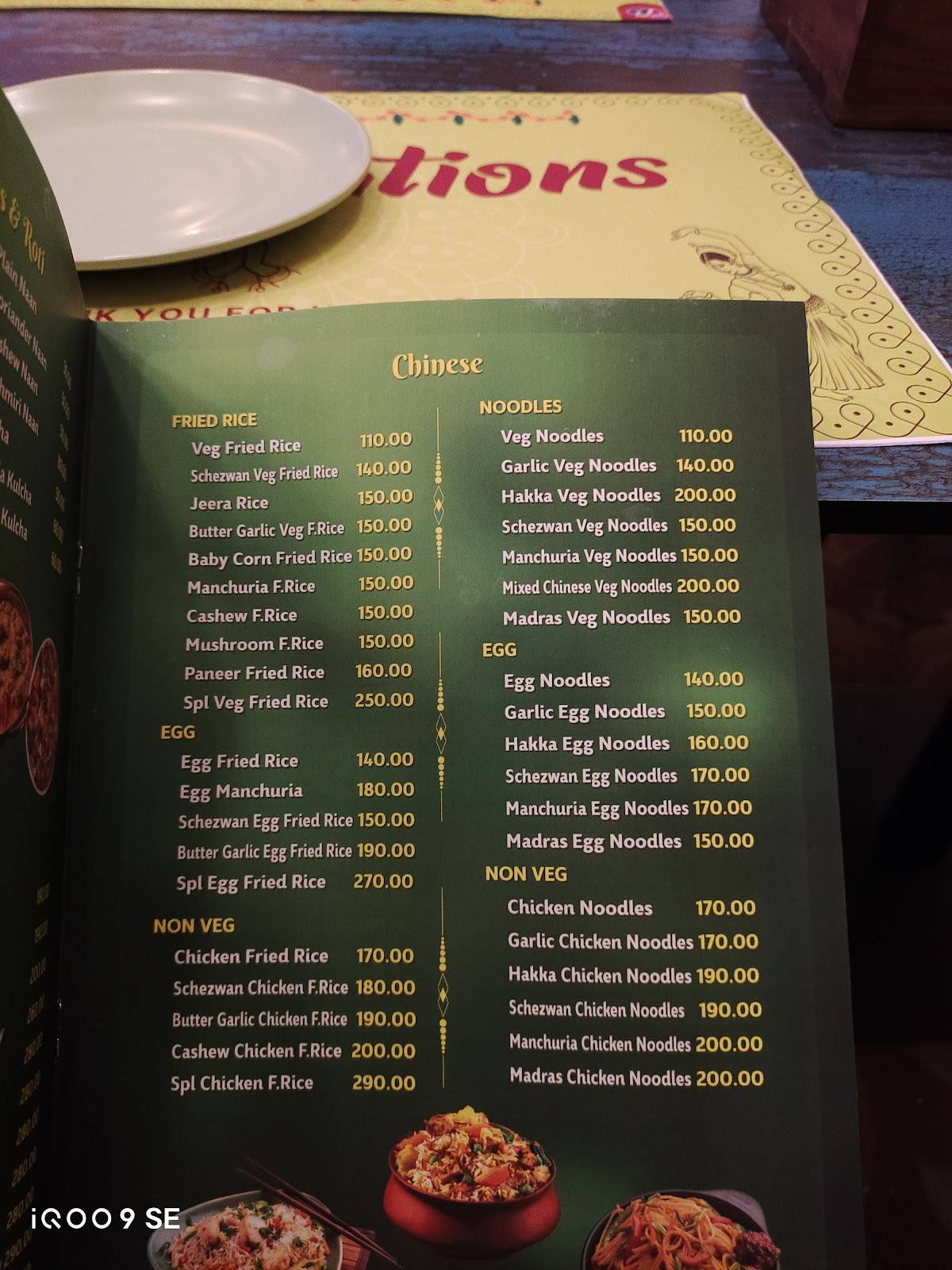 Temptations menu