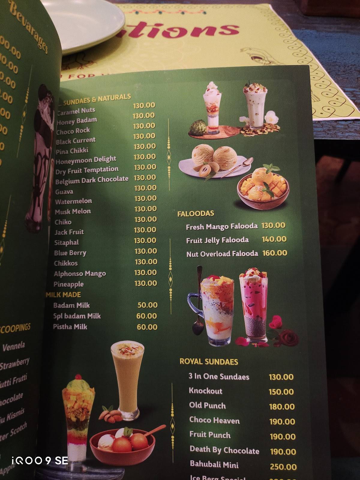 Temptations menu