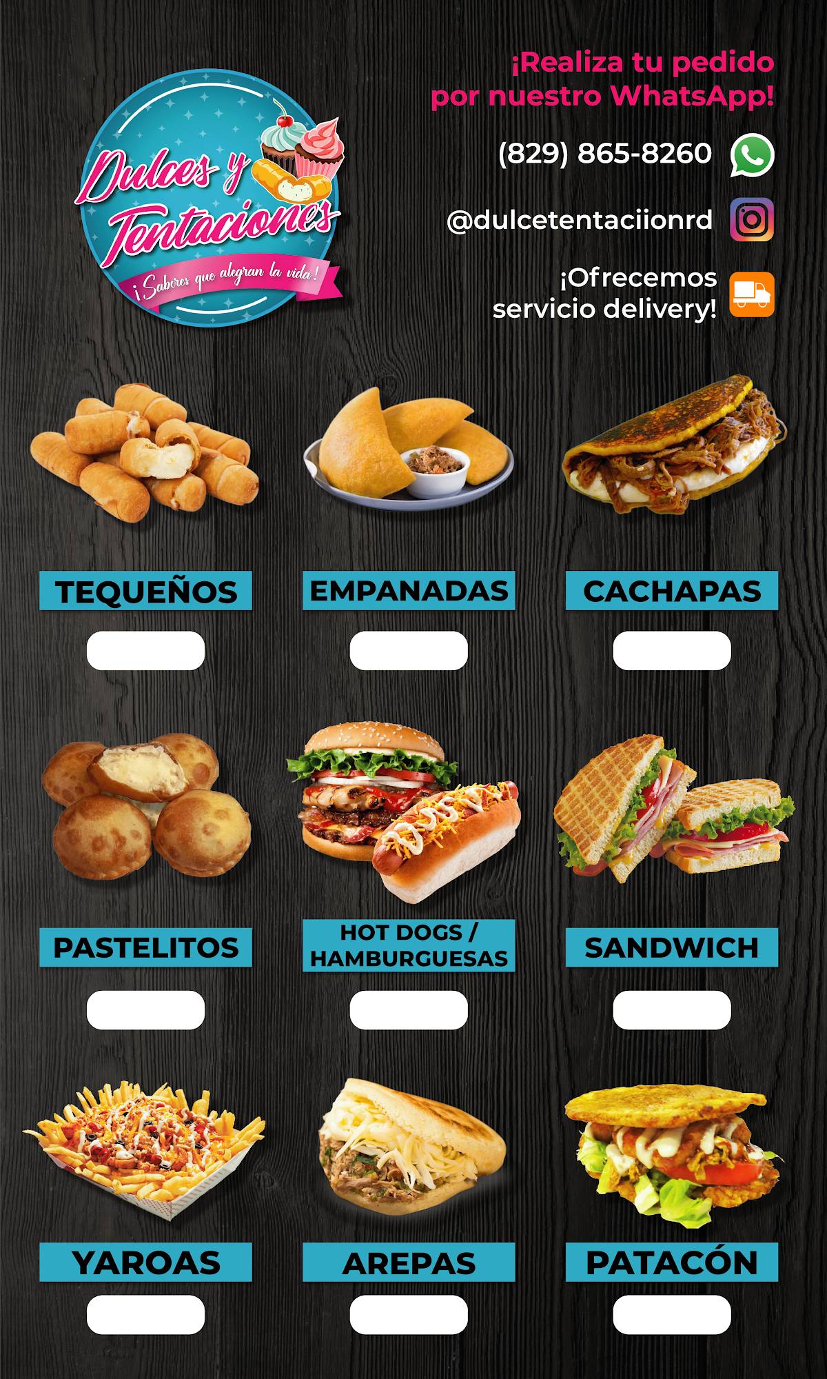 Menu at Tentaciones Fast Food, Santo Domingo