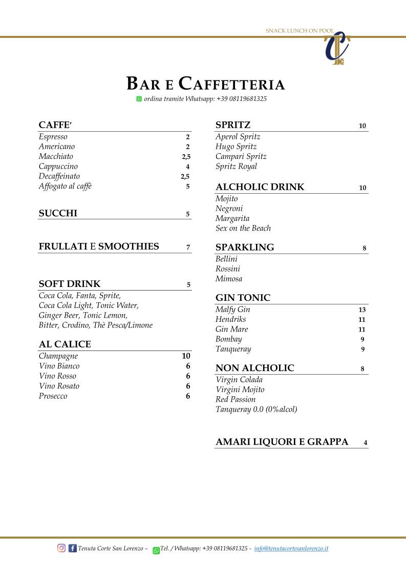 Menu di Tenuta Corte San Lorenzo 