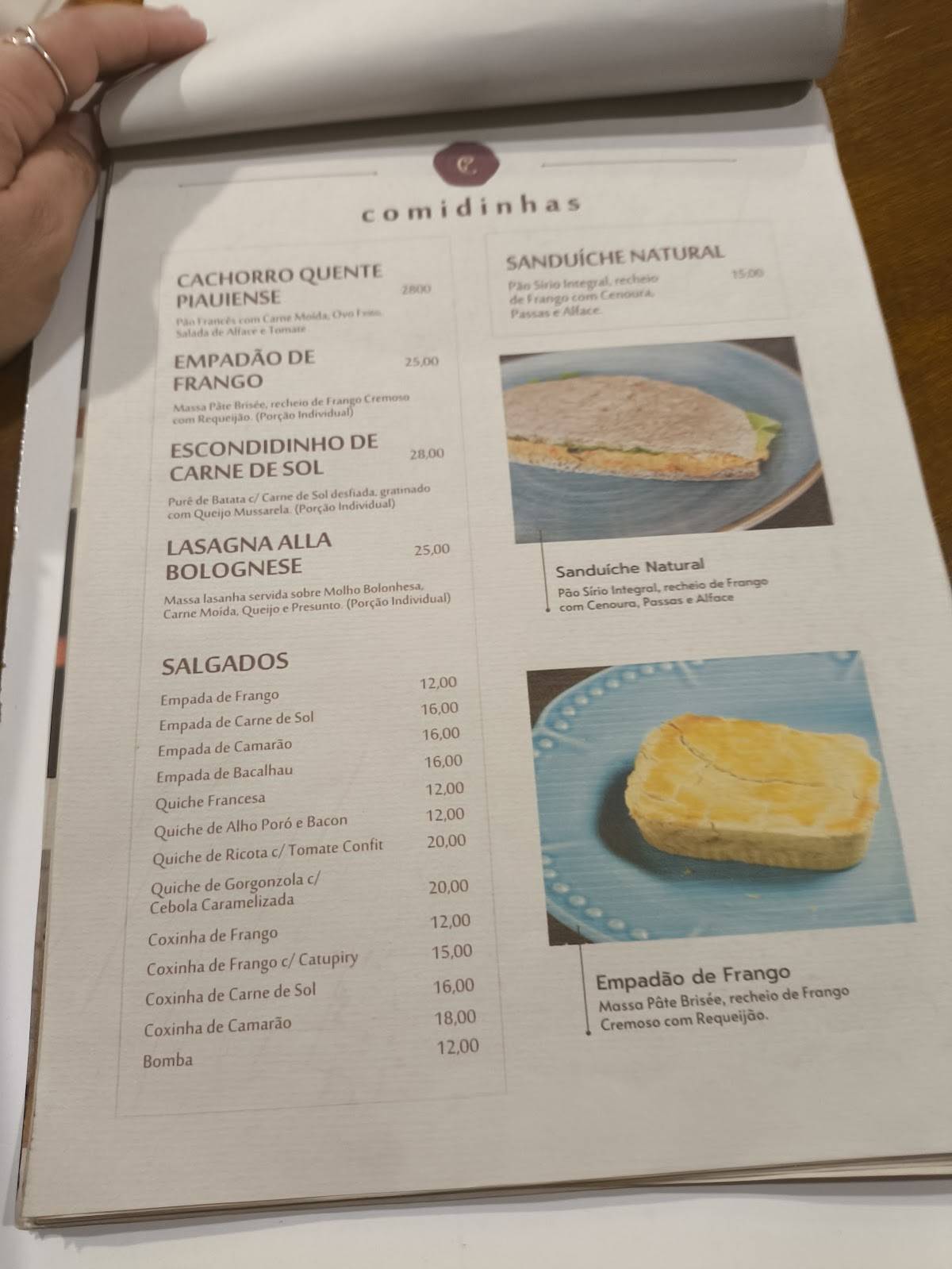 Espaço Caramelles cardápio