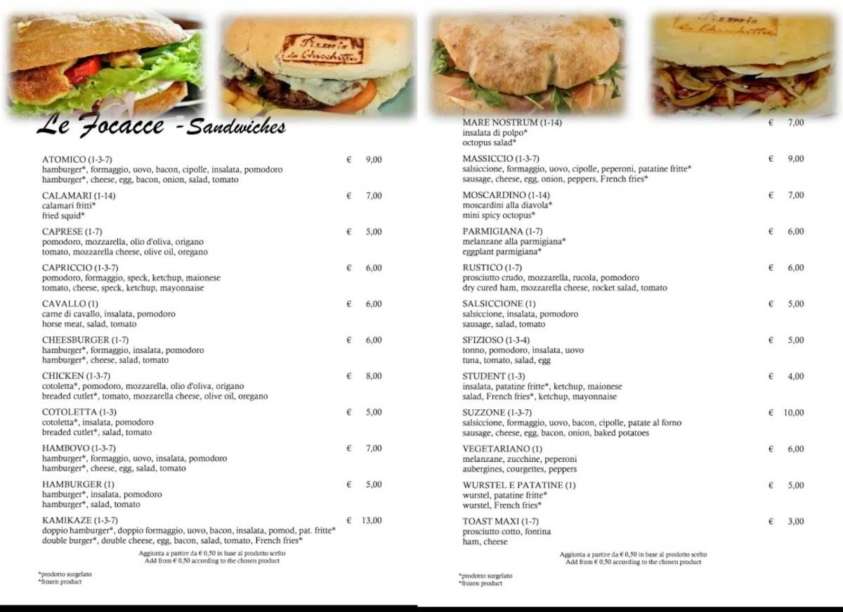 Menu di Pizzeria - Gastronomia da Chicchittu 