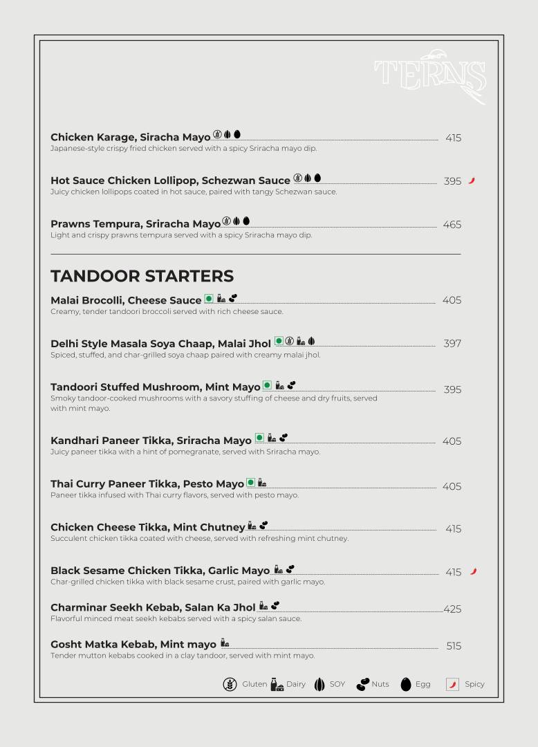 Terns menu
