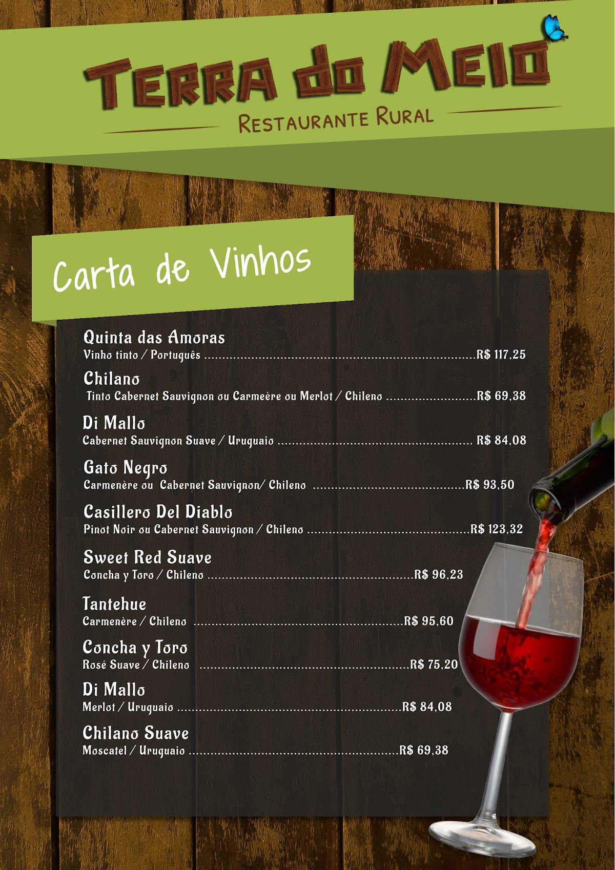 TERRA DO MEIO - Restaurante Rural cardápio