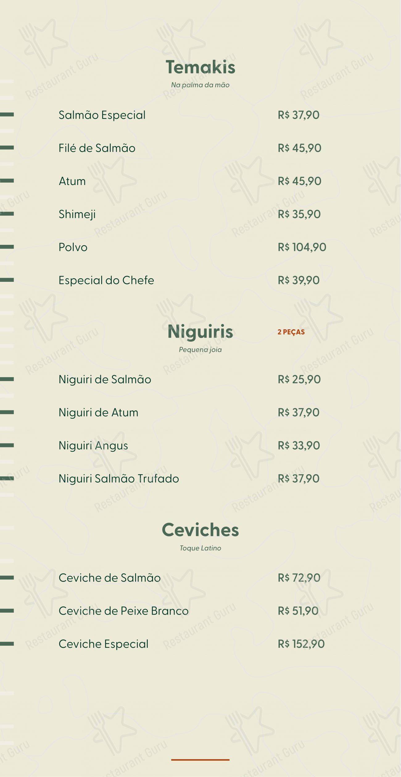 Menu para Terraço Hot Beach em Olímpia