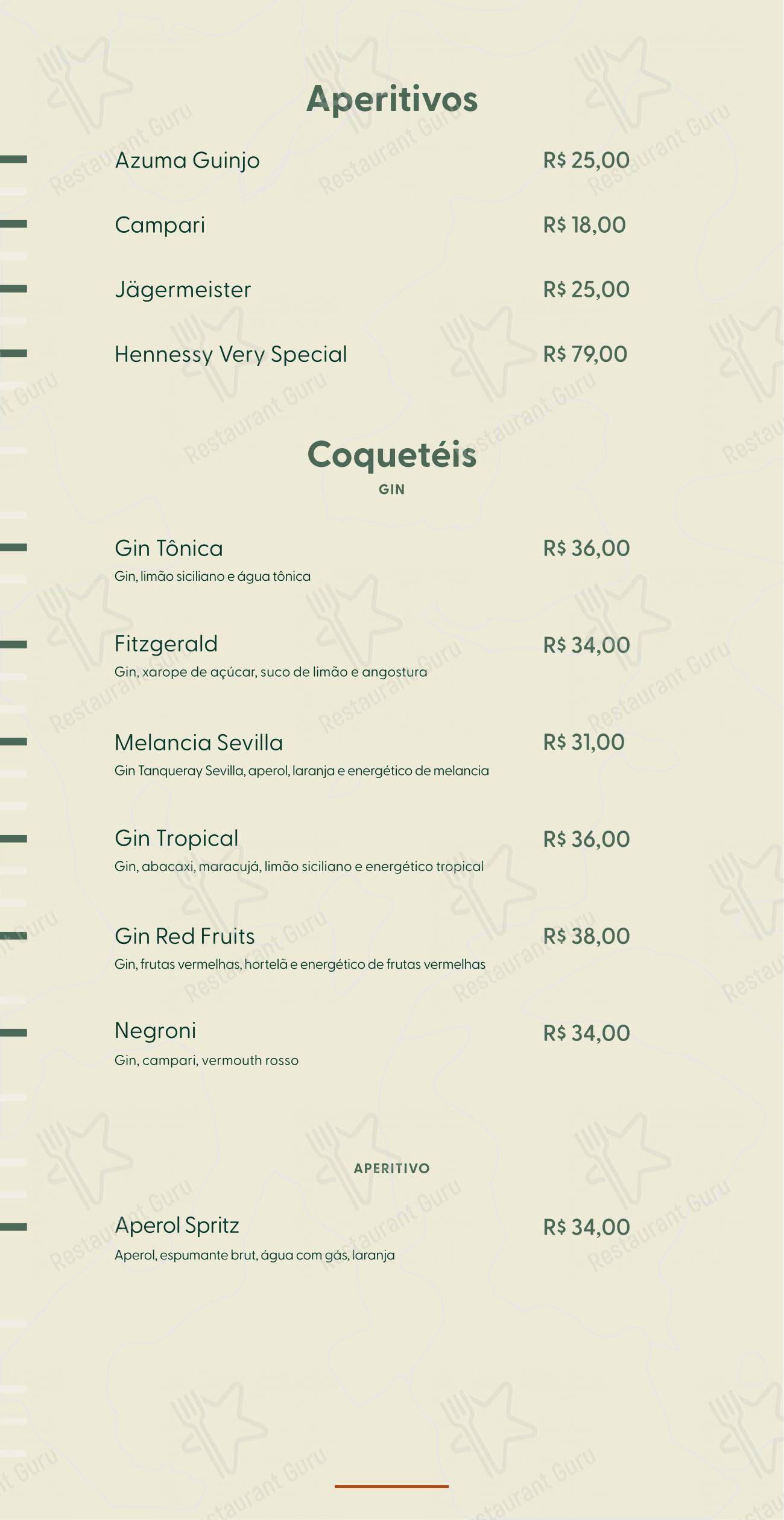 Menu para Terraço Hot Beach restaurante