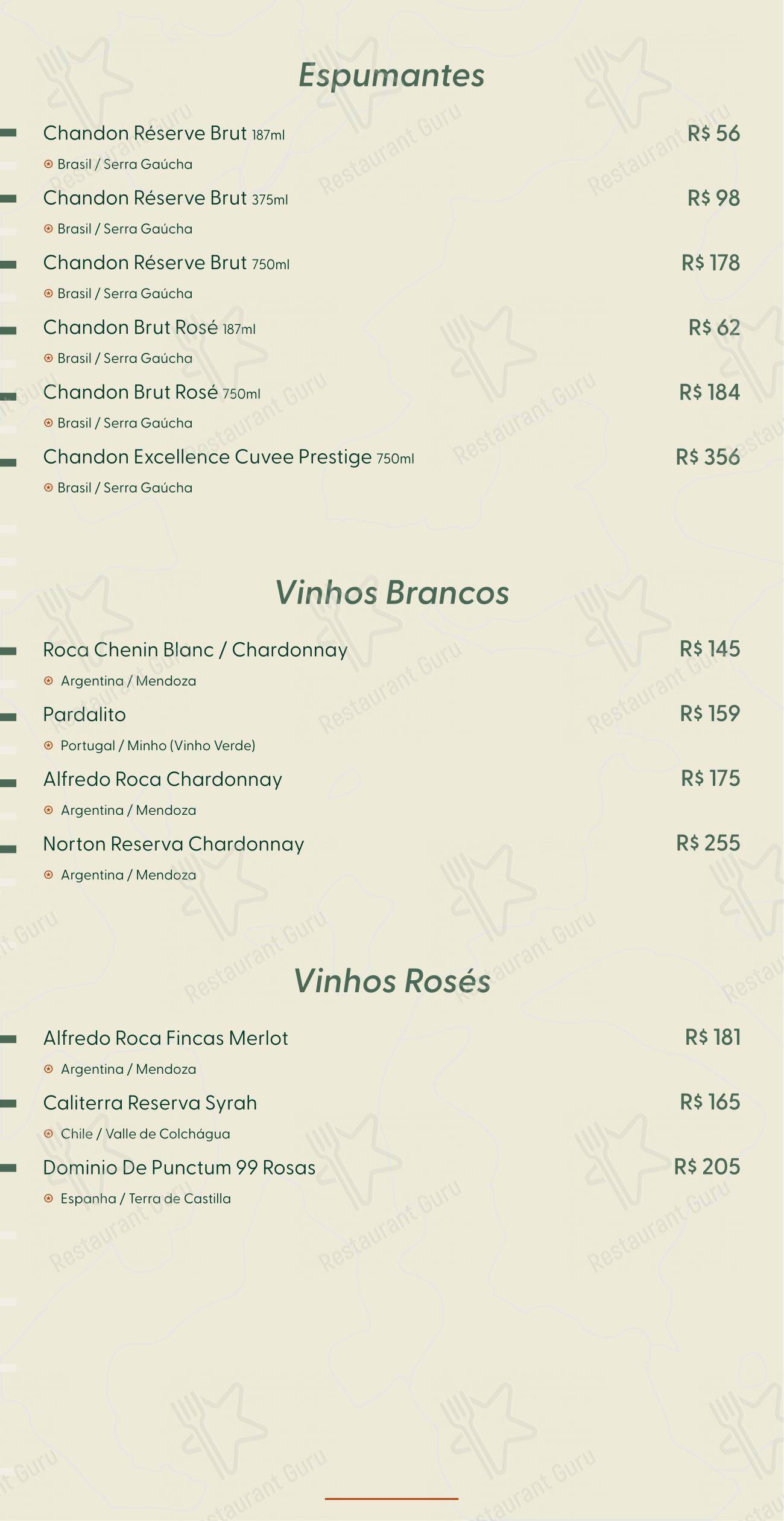 Menu para Terraço Hot Beach em Olímpia