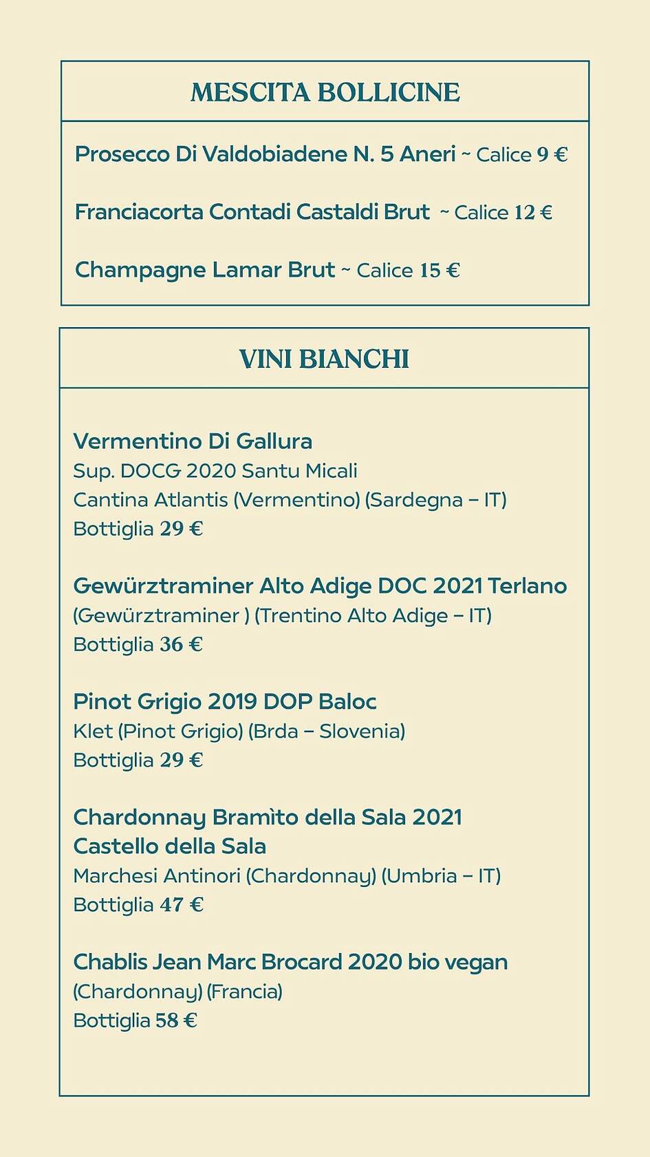 Menu di Terrazza Mirador Rome 