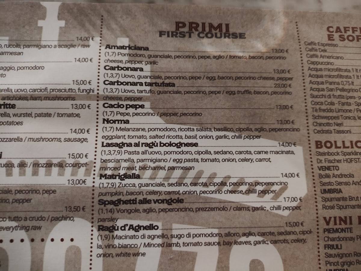 Menu di Terrazza Tevere 