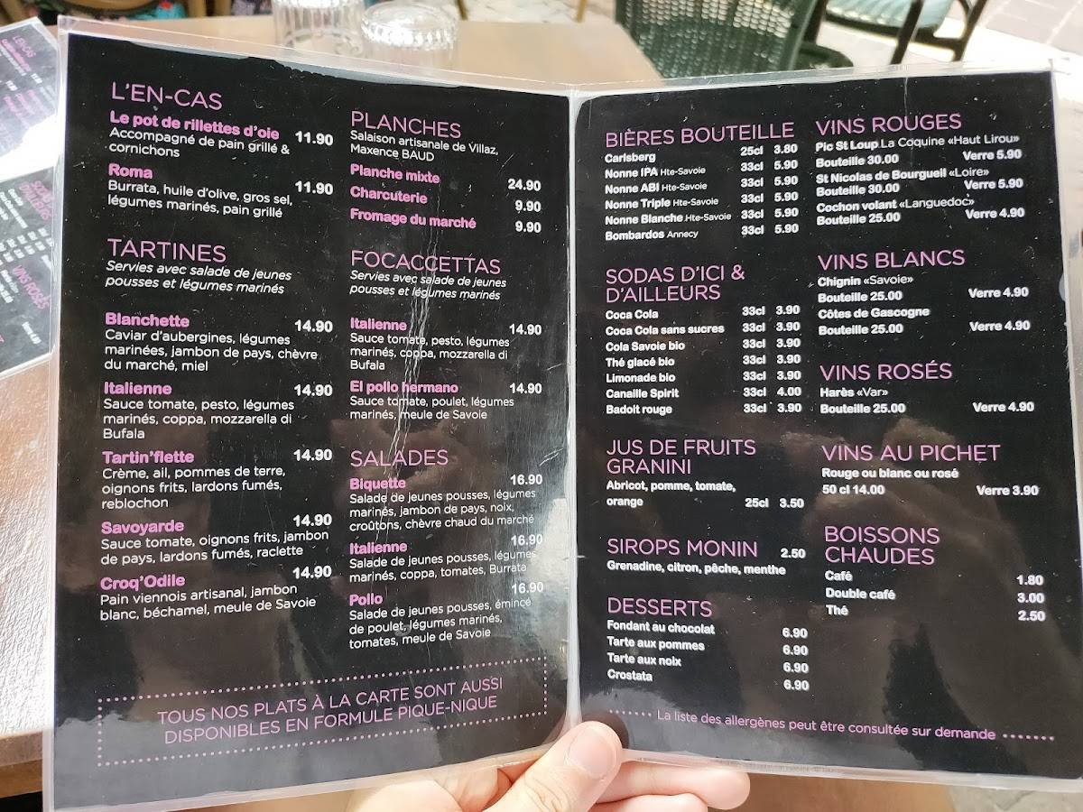 Menu at Tête de Cochon restaurant, Annecy