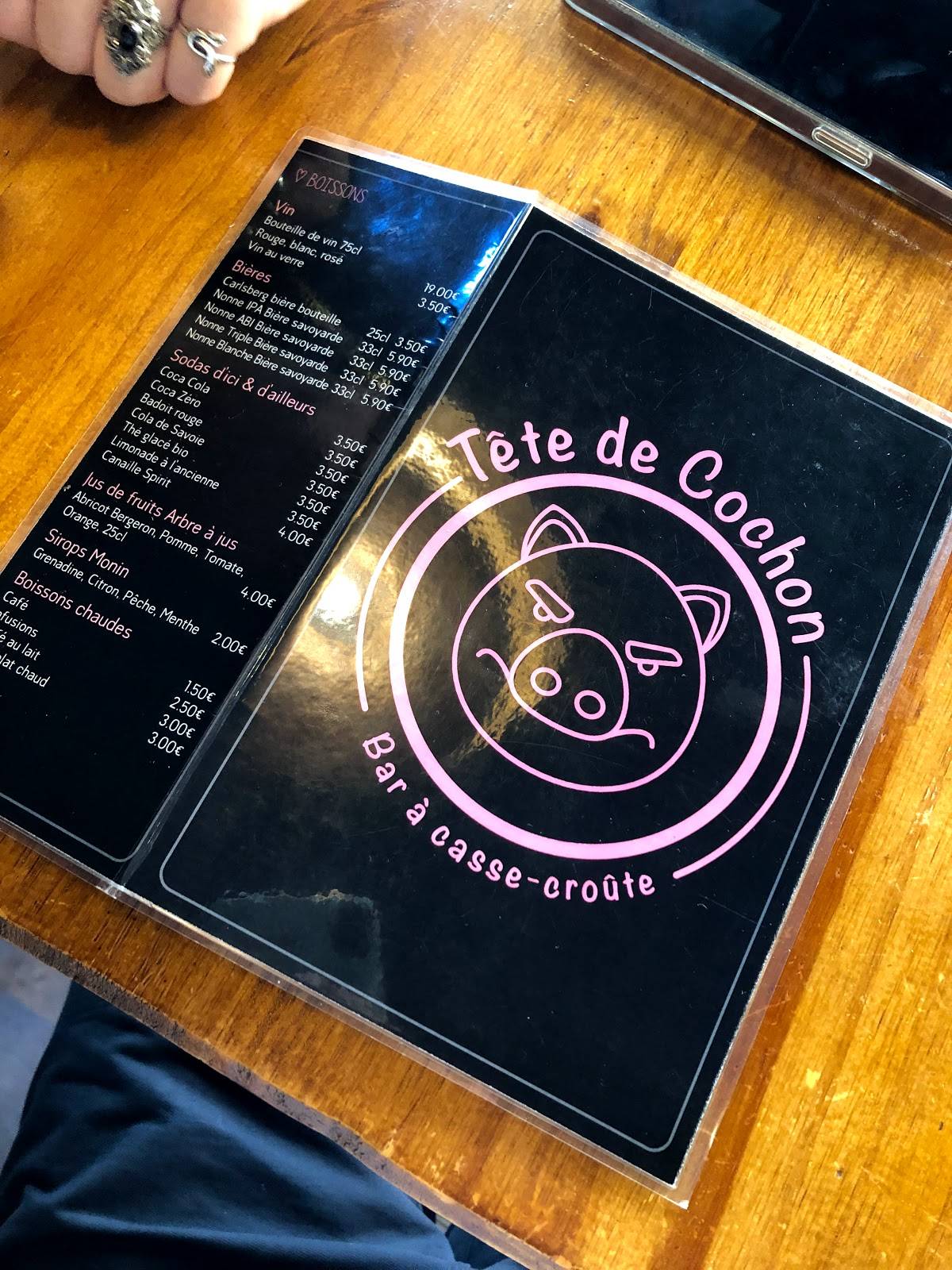 Menu at Tête de Cochon restaurant, Annecy