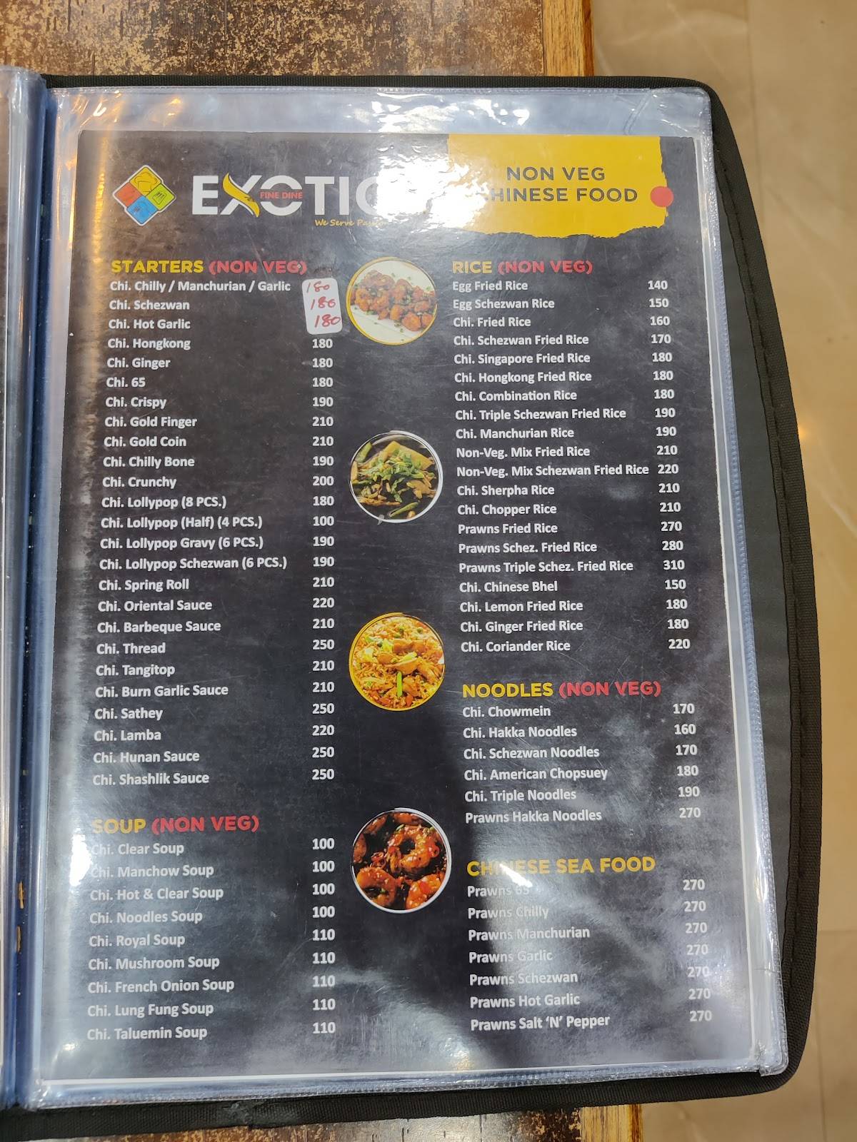 Exotic Fine Dine menu