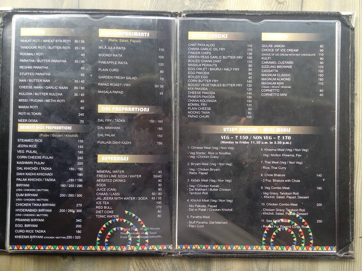 Utsav Delight Dining & Bar menu