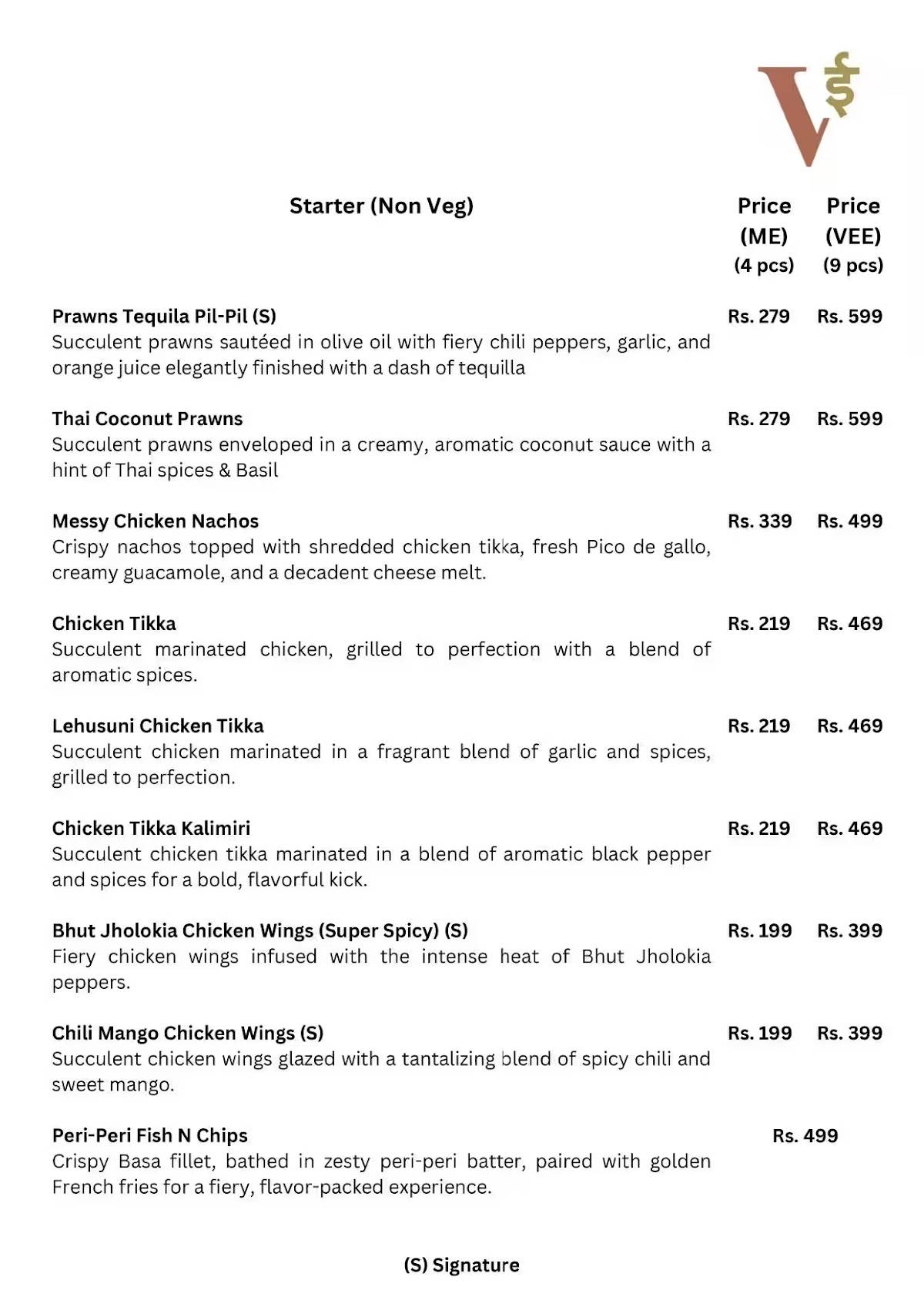 Vee Collaborative Kitchen & Bar Thane menu
