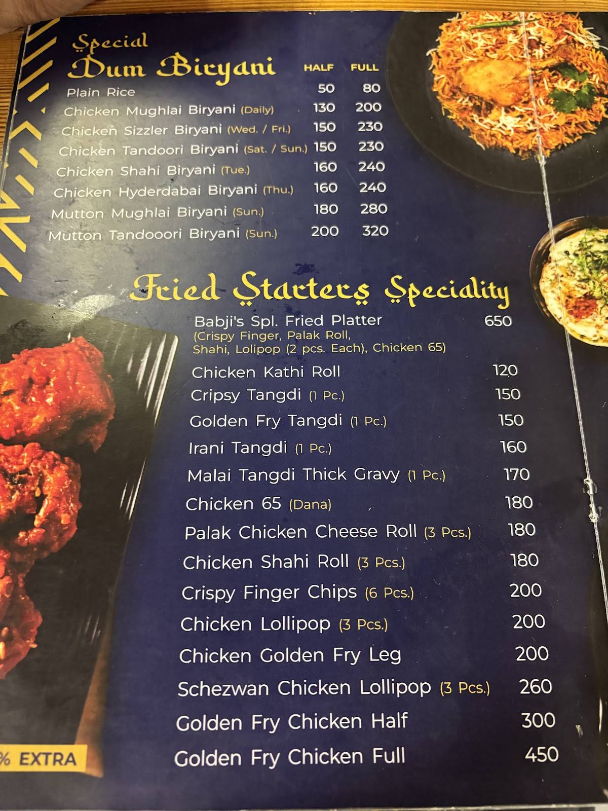 The Babji's Grill Kitchen menu